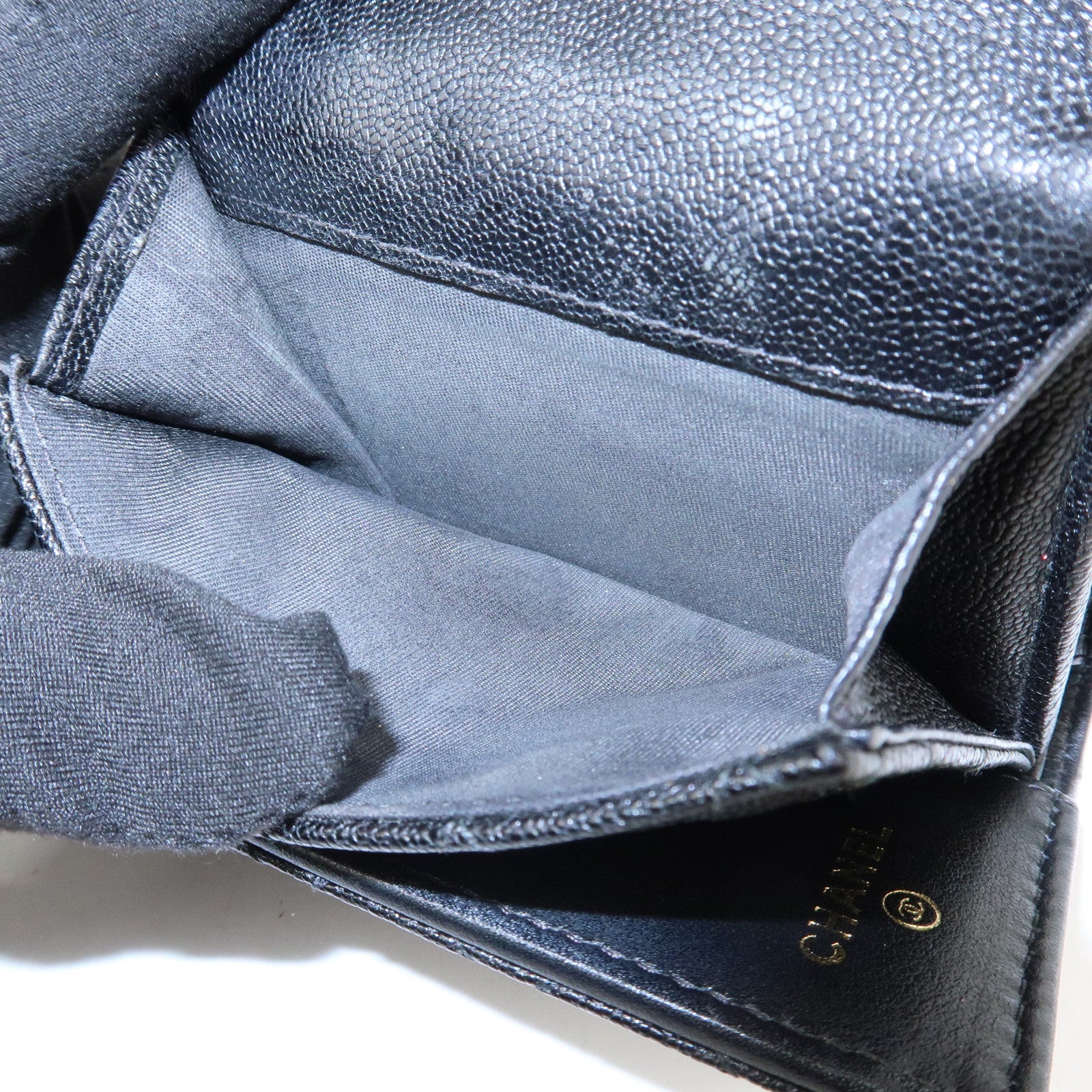 CHANEL Boy CHANEL Caviarskin Small Compact Wallet Black A84432