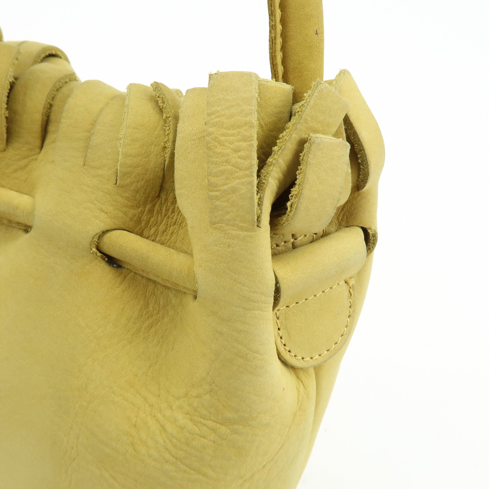 Ferragamo Suede Small Drawstring Hand Bag Yellow
