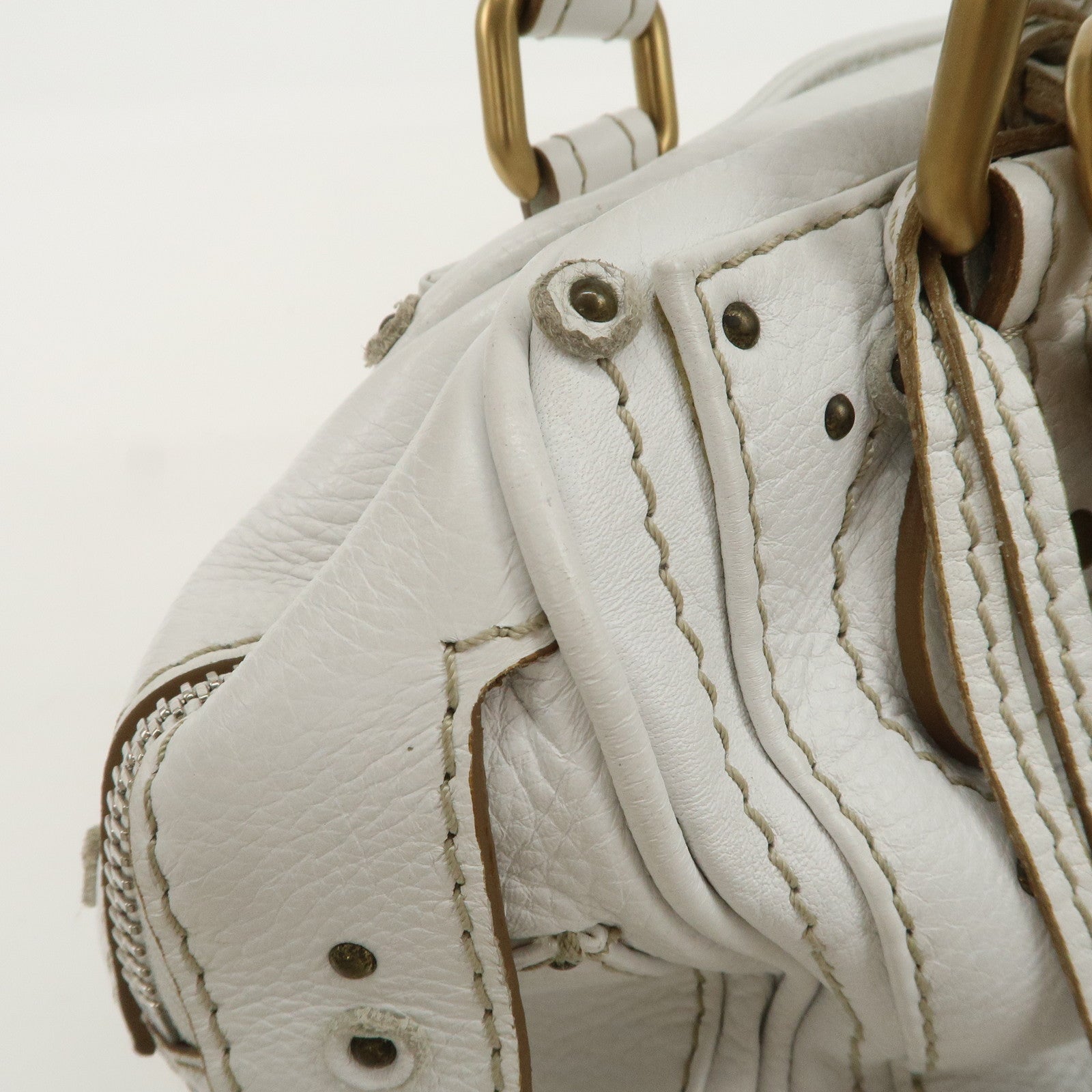 Chloe Padington Leather Hand Bag Shoulder Bag White Used