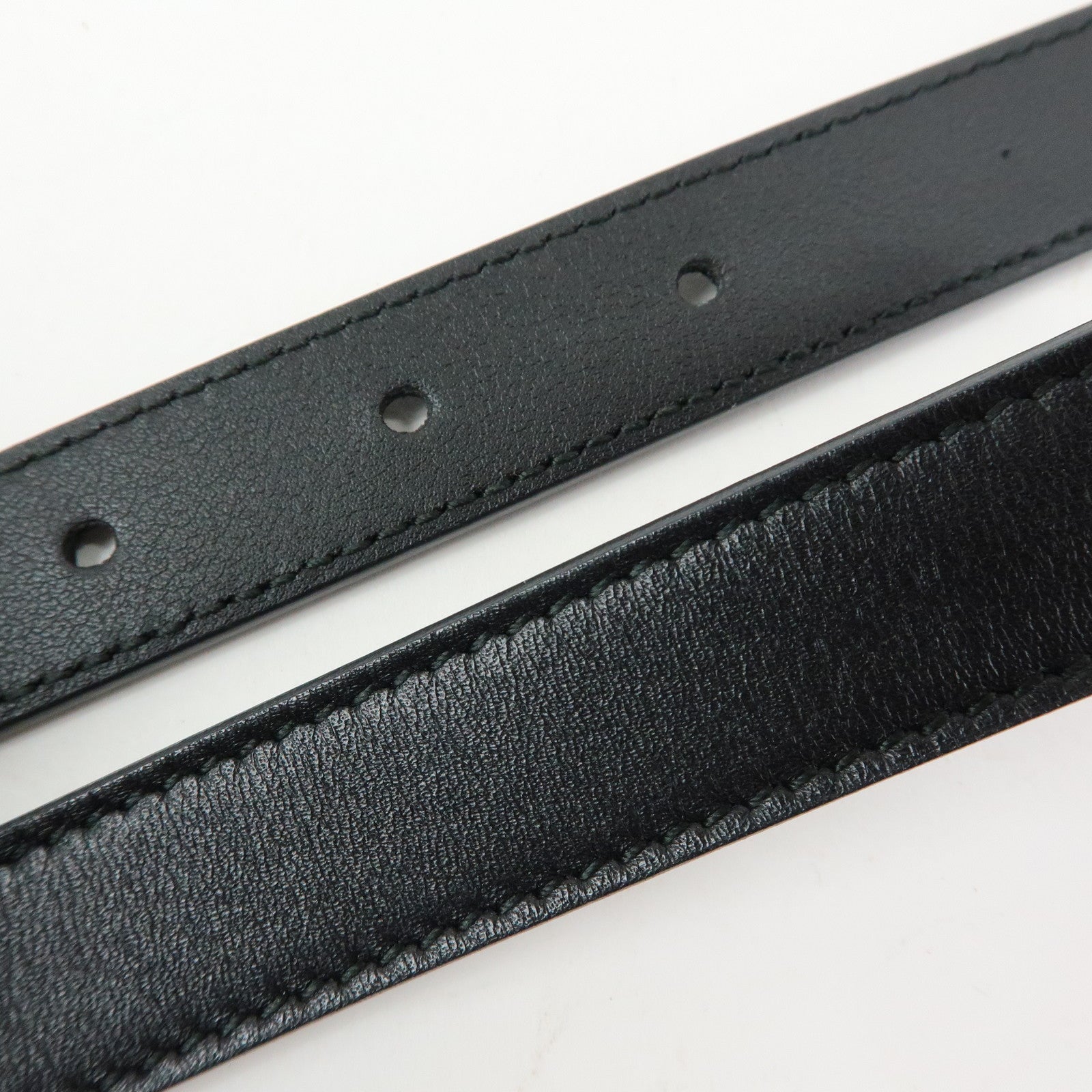 GUCCI Marmont Double G Leather Slim Belt 65・26 Black 409417