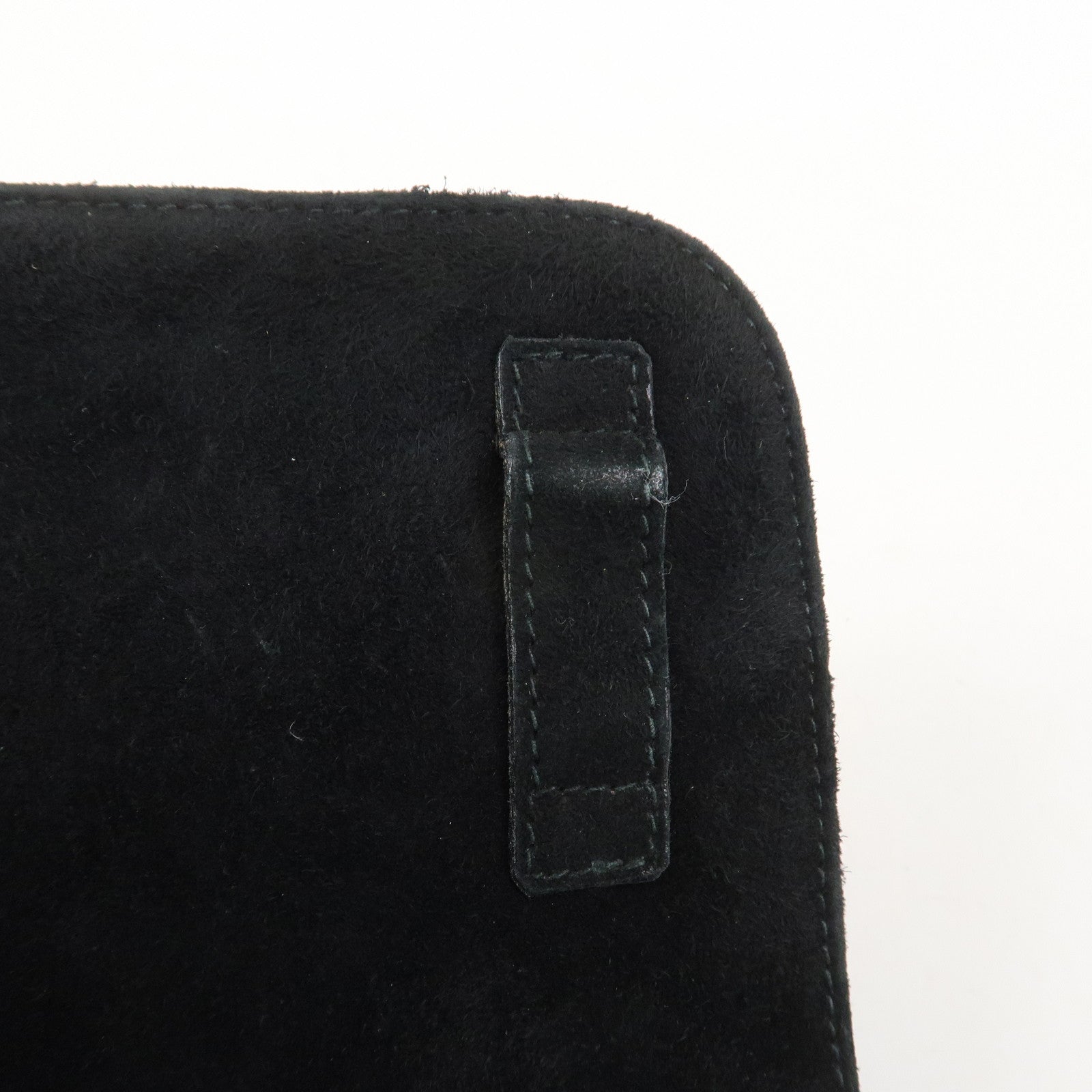 Ferragamo Gancini Suede Leather Chain Shoulder Bag Black