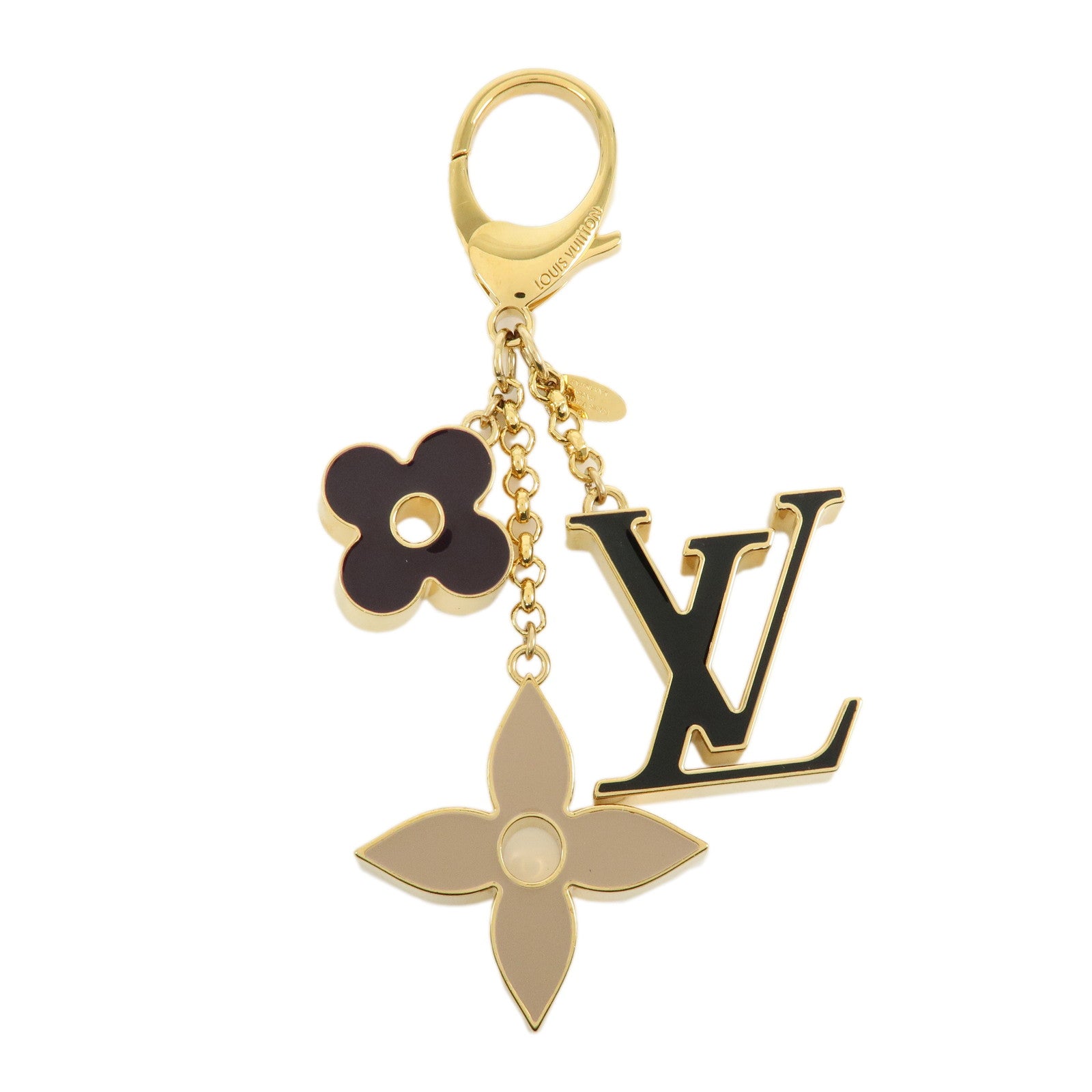 Louis Vuitton Fleur de Monogram Key Chain Bag Charm Gold M67119