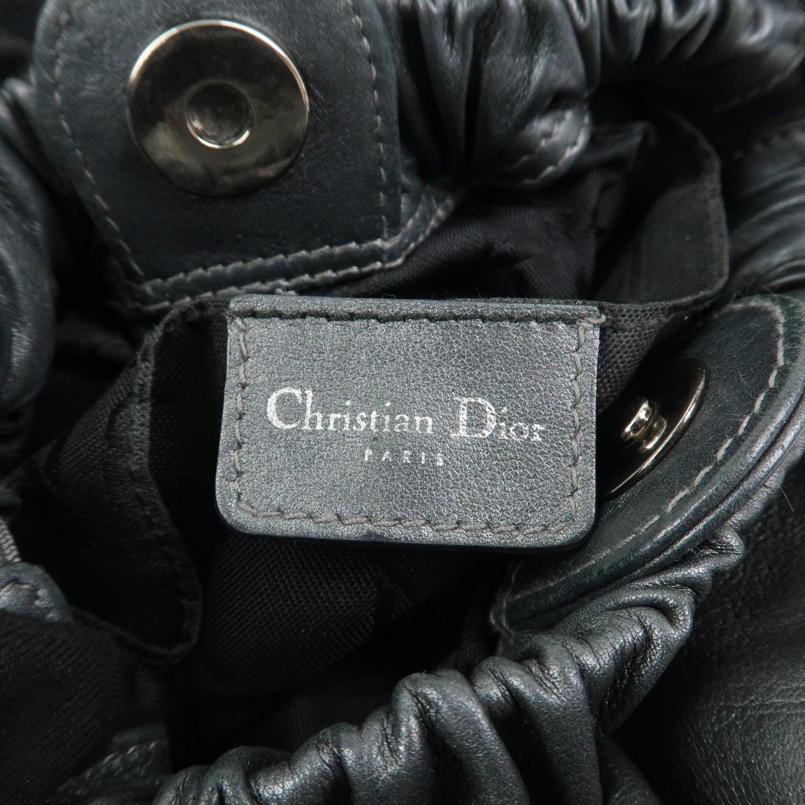 Christian Dior Maris Pearl Leather Hand Bag Gray