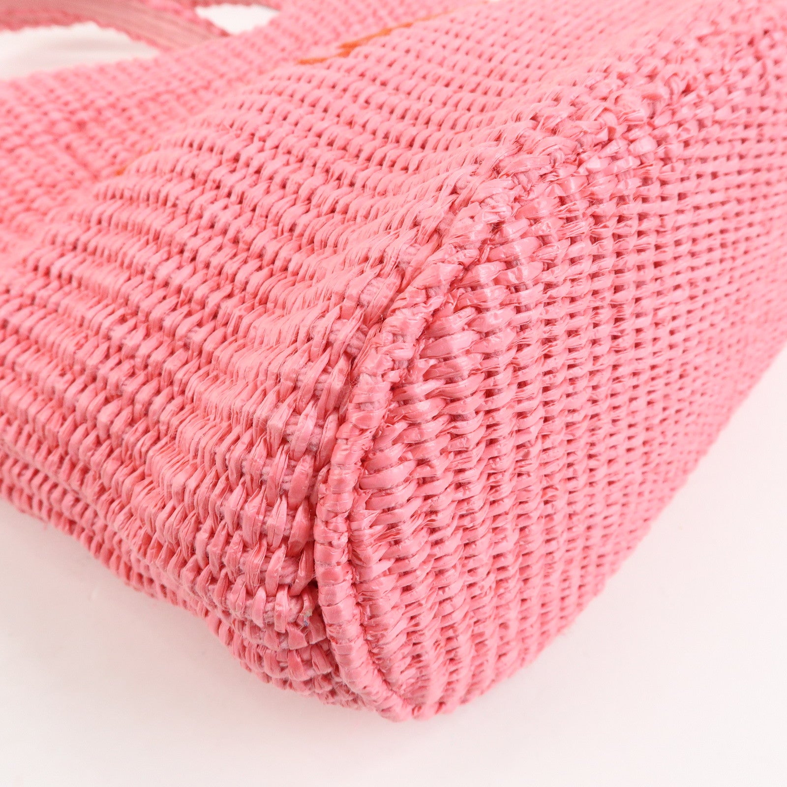 JIMMY CHOO Raffia Leather Beach Tote East West Mini 2Way Bag Pink
