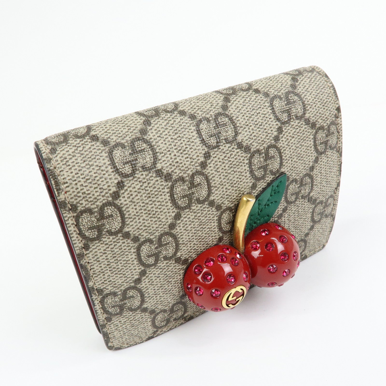 GUCCI Interlocking G GG Supereme Cherry Compact Wallet 476050