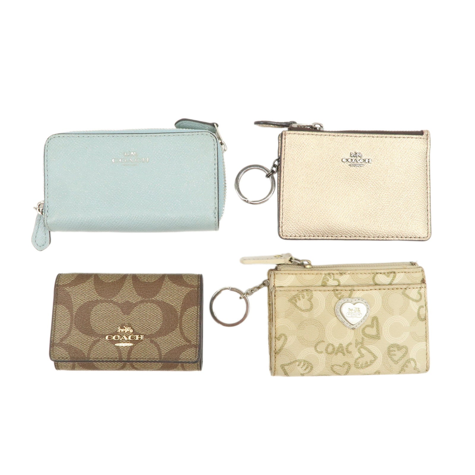 COACH Set Of 4 Card Case Coin Case Key Case Black Red Brown