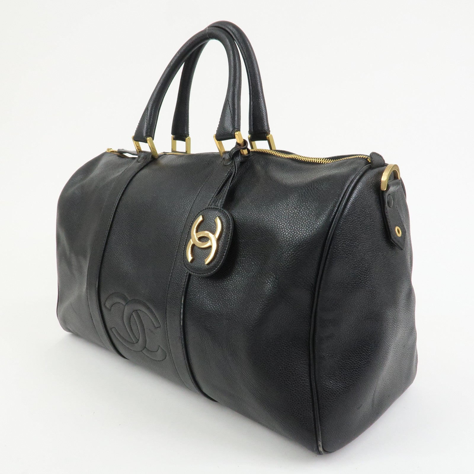CHANEL COCO Mark Caviarskin Boston Bag Hand Bag Black