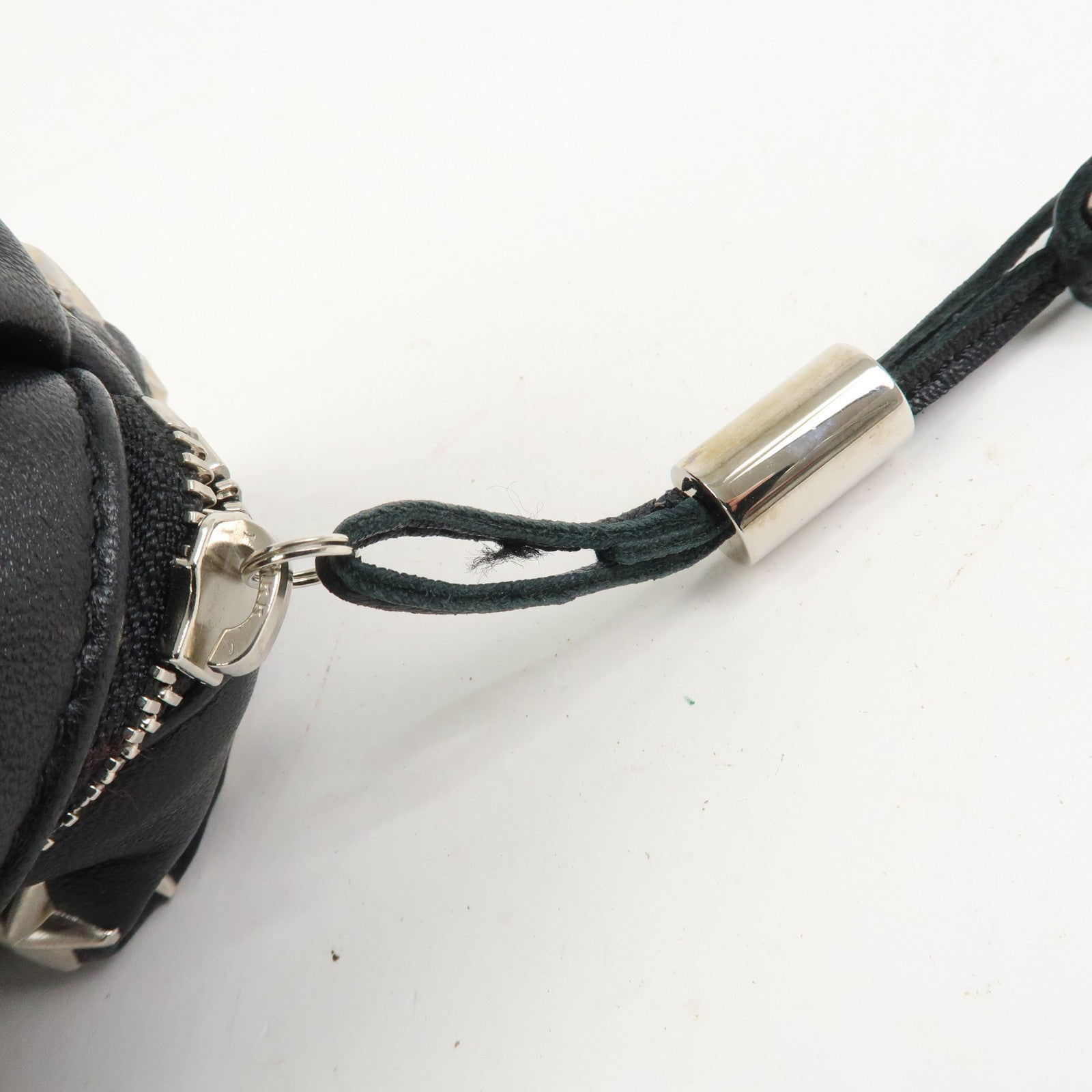 JIMMY CHOO Leather Star Studs Pouch Cosmetic Pouch Makeup Bag Black