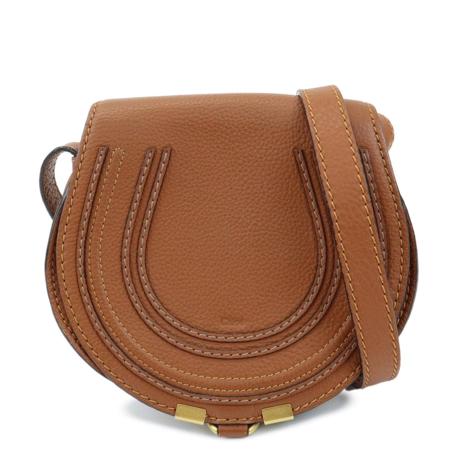 Chloe Marcie Leather Shoulder Bag Crossbody Bag Brown