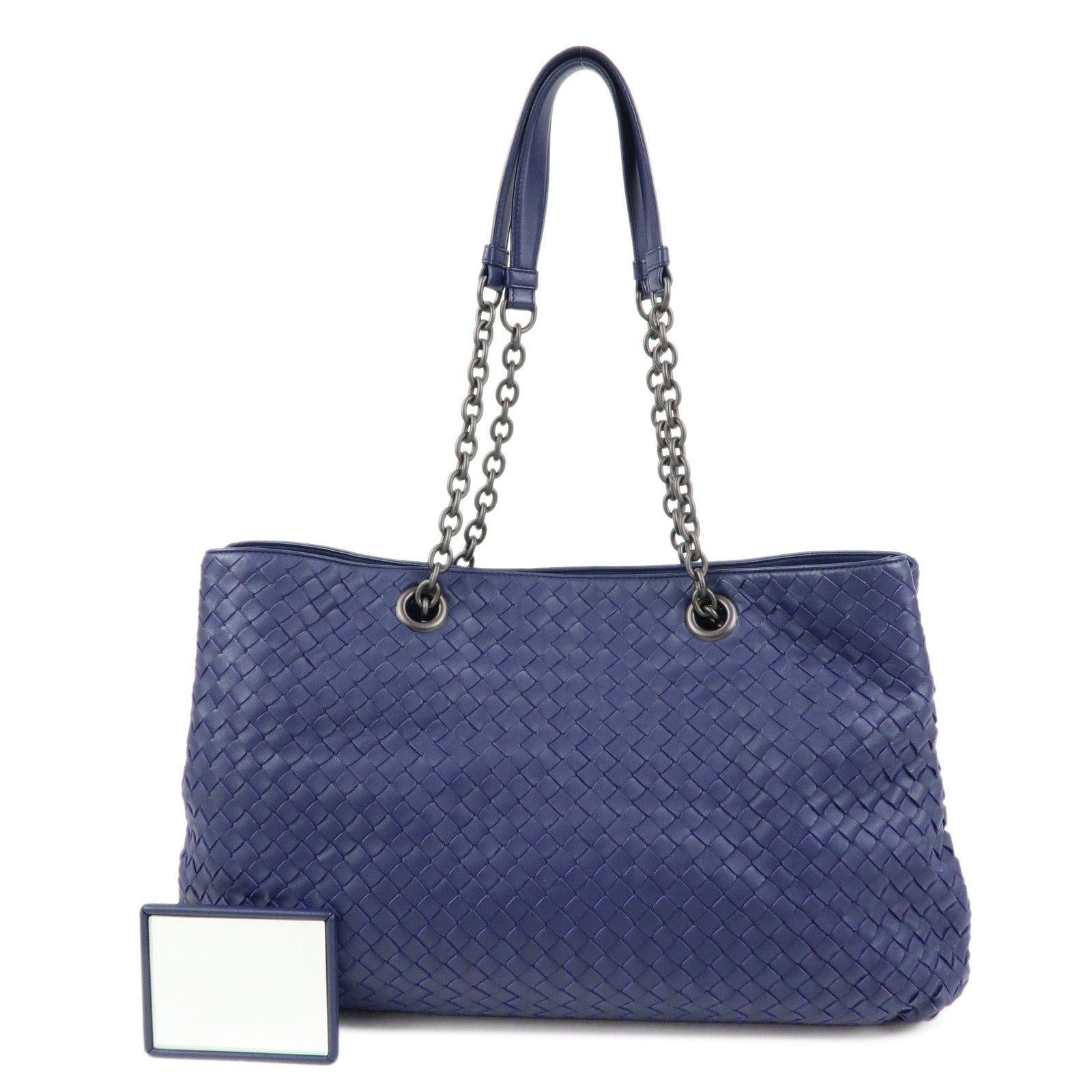 BOTTEGA VENETA Intrecciato Leather Shoulder Bag Tote Bag Blue