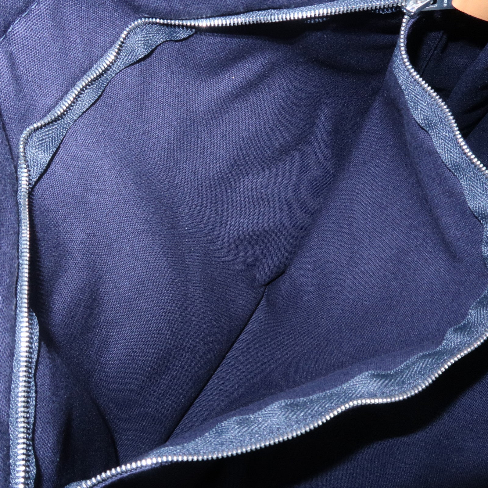 HERMES Deauville MM Cotton Tote Bag Hand Bag Navy