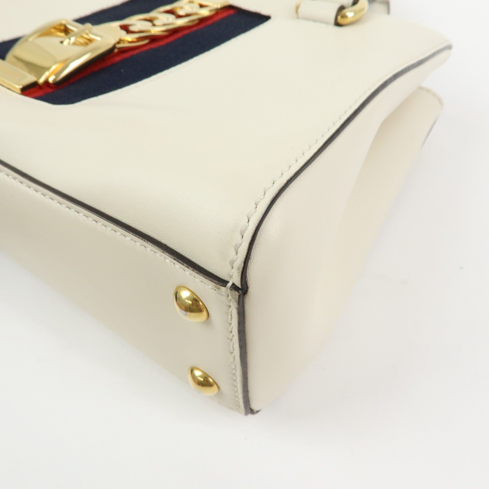 GUCCI Sylvie Sherry Leather 2Way Bag Hand Shoulder Bag White 460381