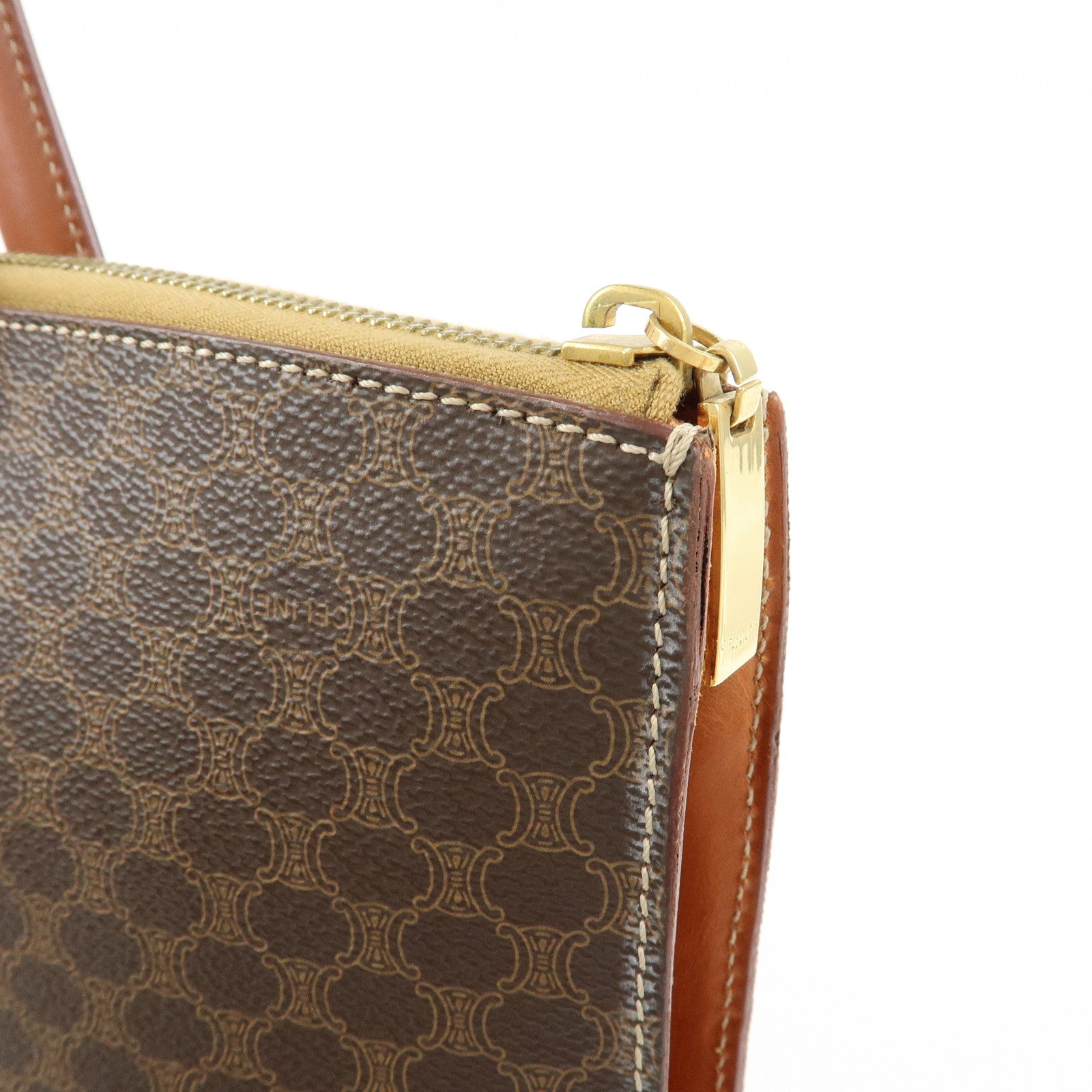 CELINE Macadam PVC Leather 2WAY Bag Hand Bag Shoulder Bag Brown