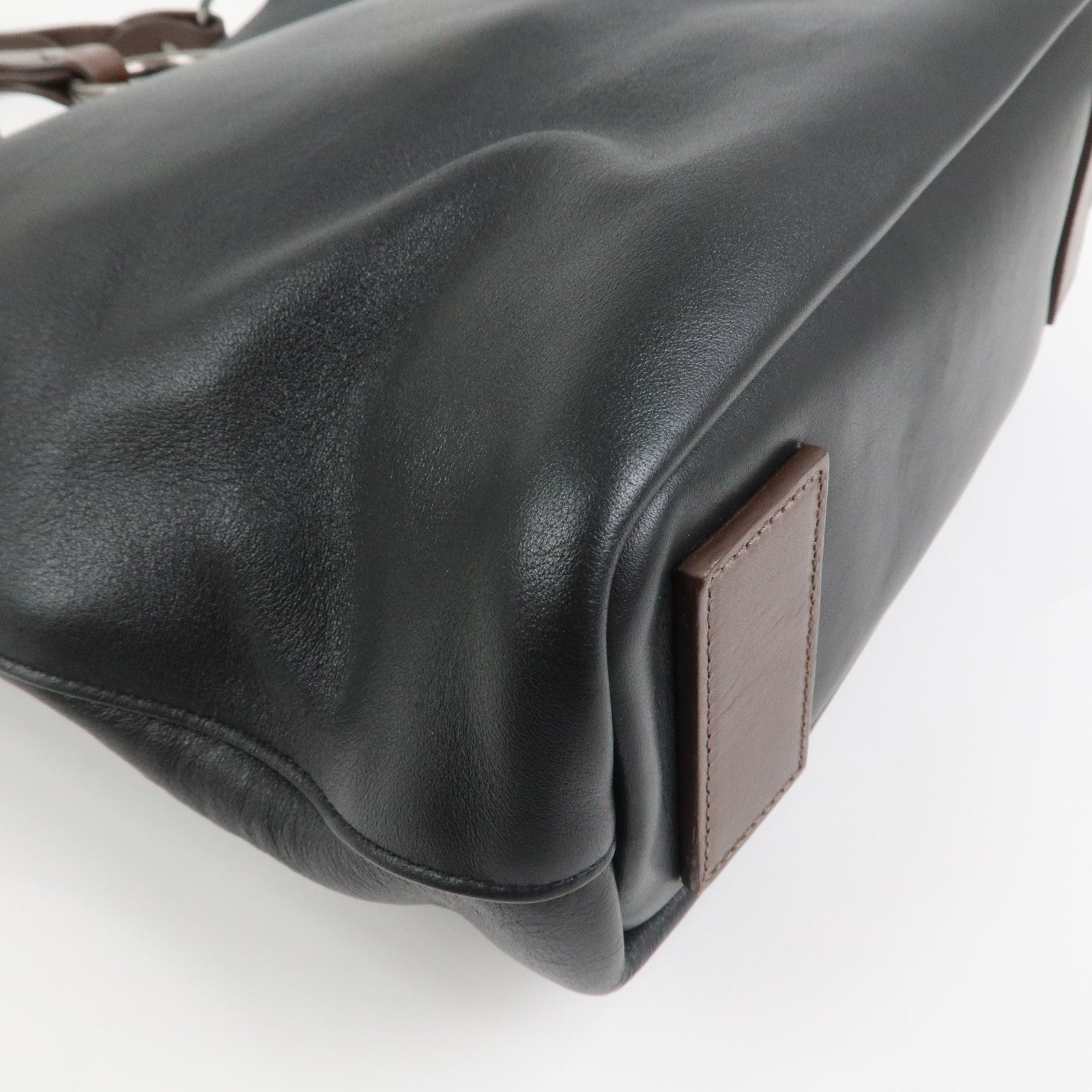 SAINT LAURENT PARIS Leather Shoulder Bag Black Brown