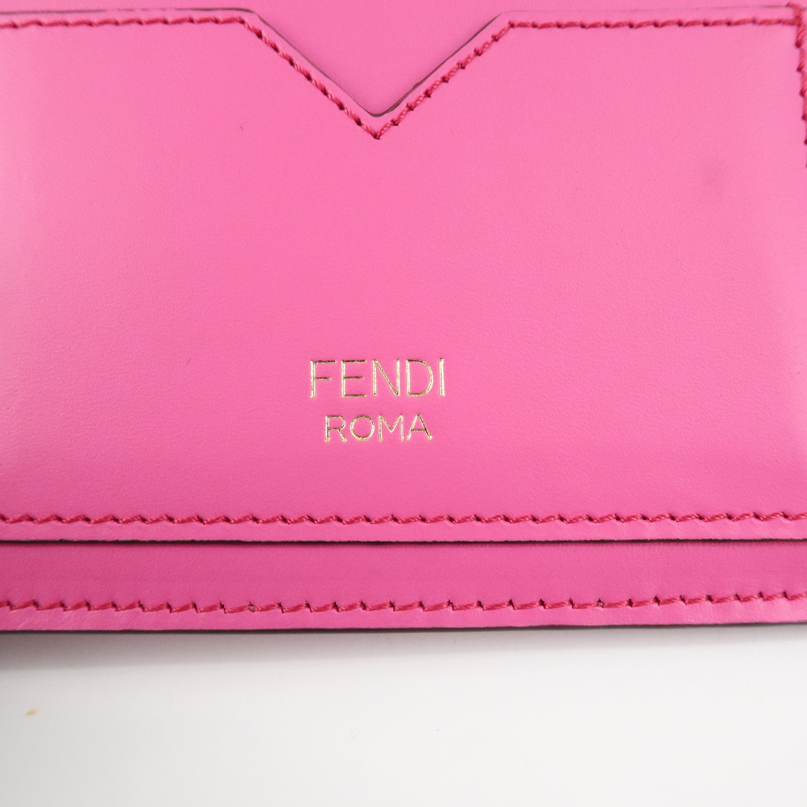 FENDI Peekaboo Leather Card Case Fragment Case Coin Case Pink 8M0489 Used