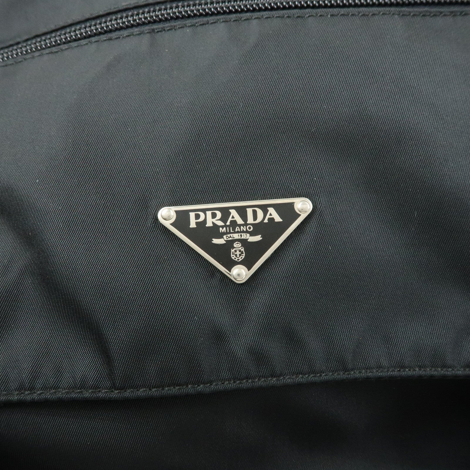 PRADA Triangle Logo Nylon Leather Shoulder Bag Black BT6671
