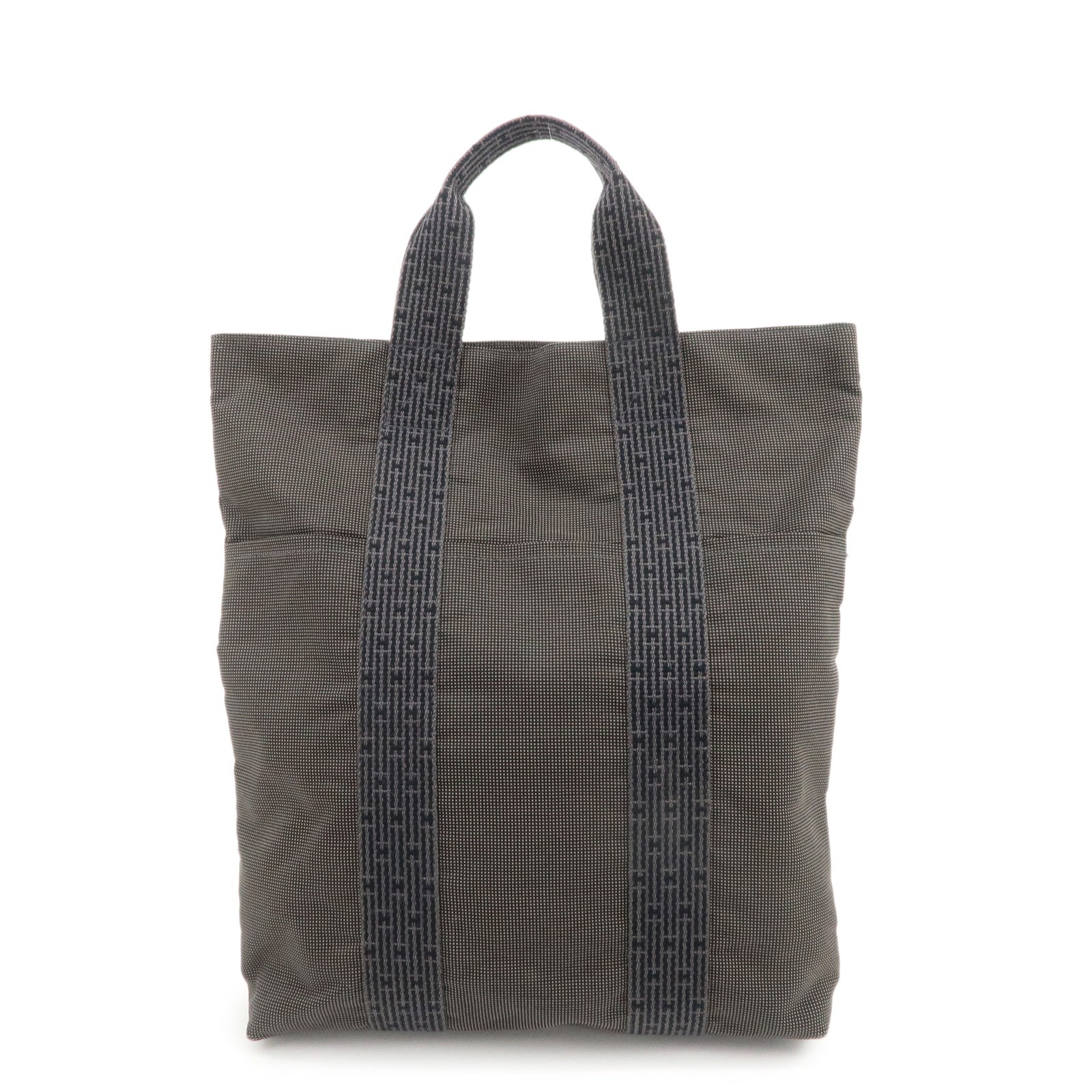 HERMES Herline Cabas Canvas Tote Bag Hand Bag Black