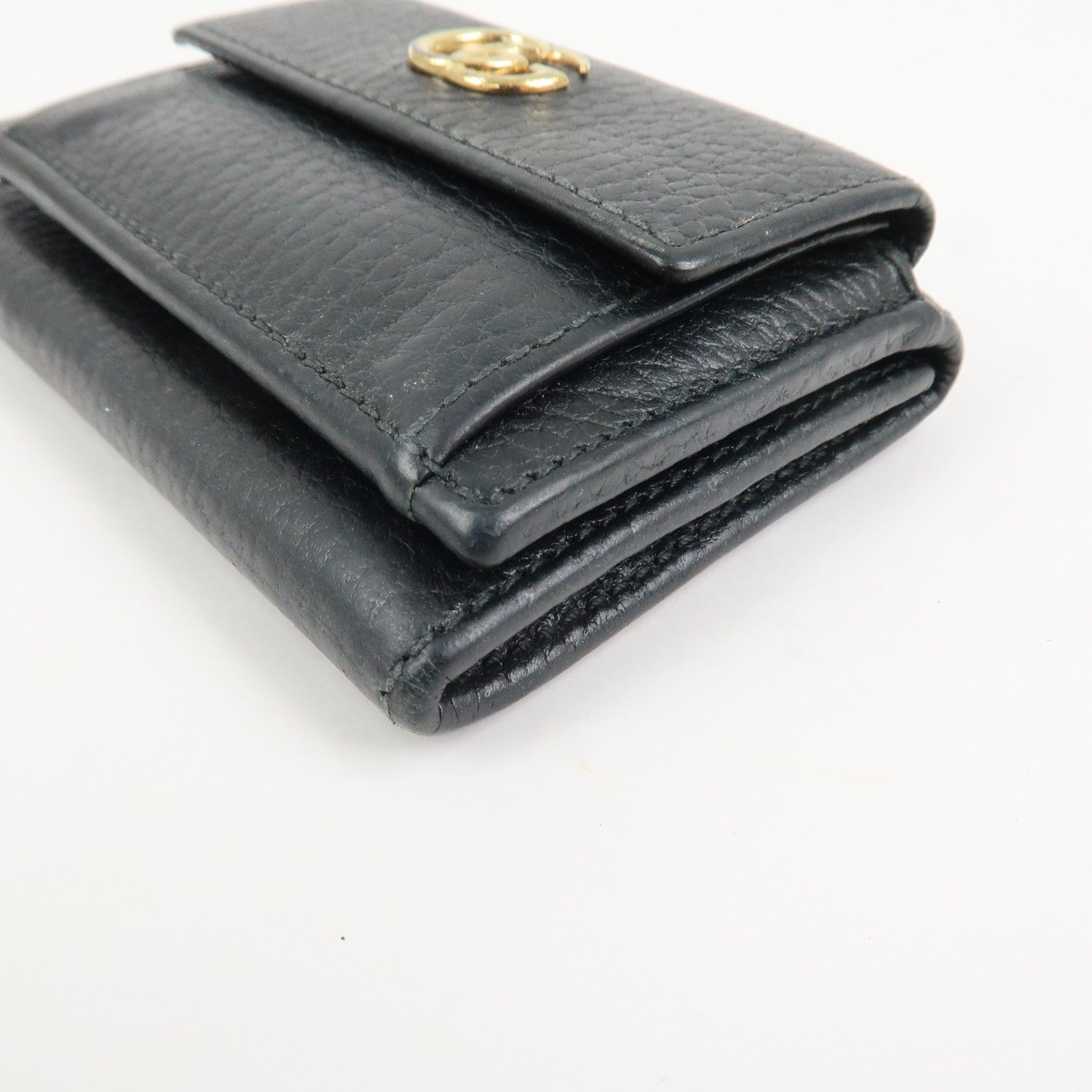 GUCCI GG Marmont Leather Tri-fold Compact Wallet Black 523277