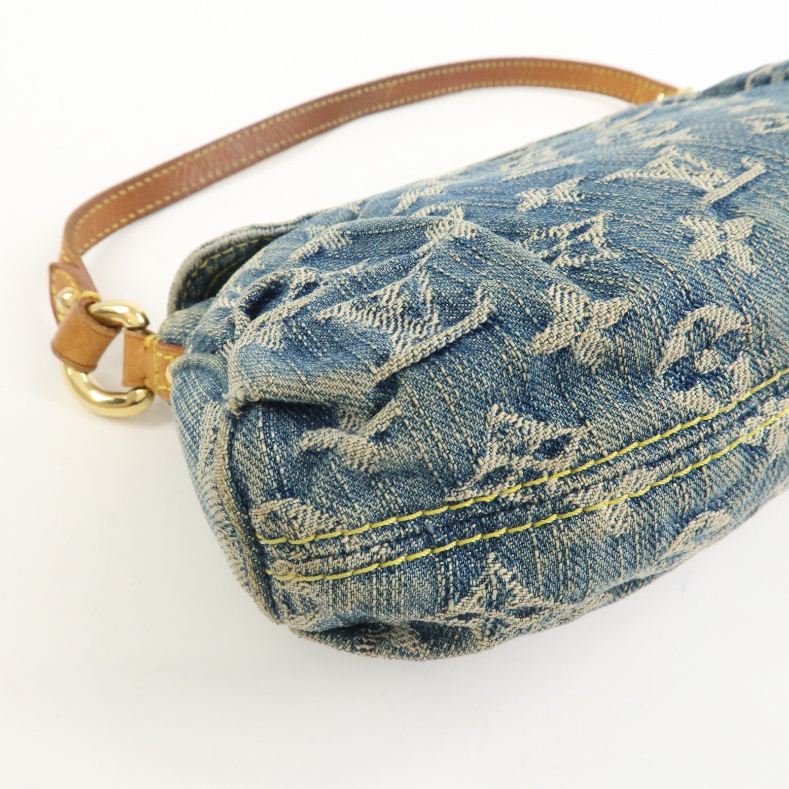 Louis Vuitton Monogram Denim Mini Pleaty Shoulder Bag Blue M95050