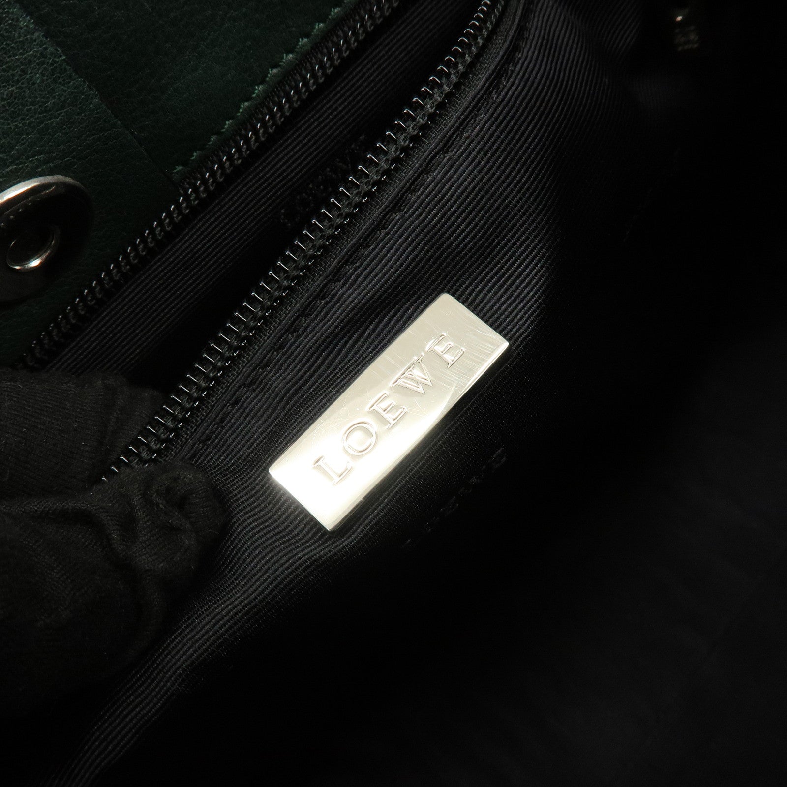 LOEWE Anagram Leather Tote Bag Hand Bag Green