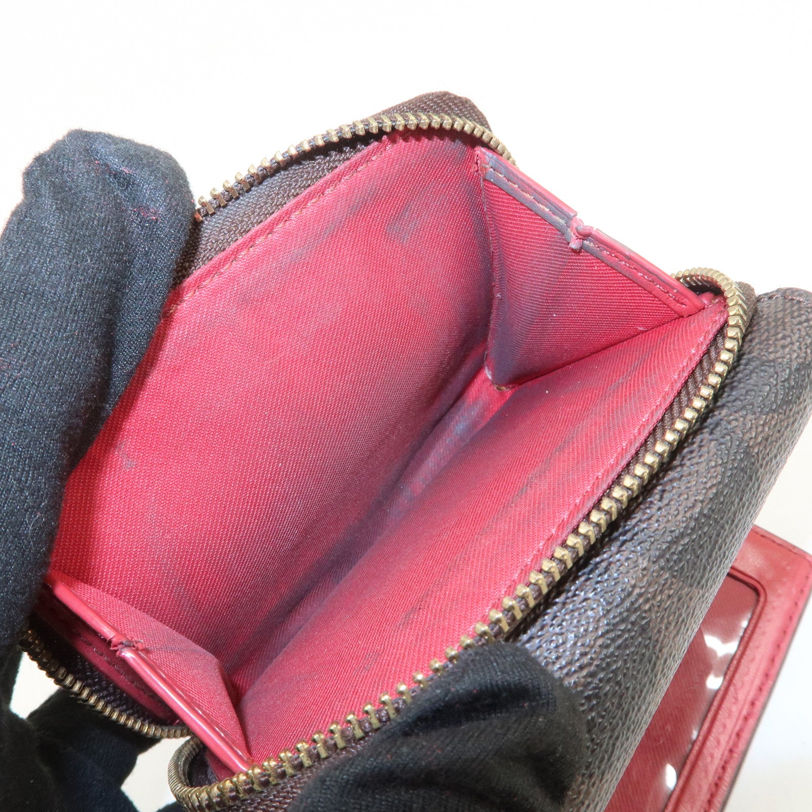 COACH Set of 5 Signature PVC Leather Compact Wallets Brown Red