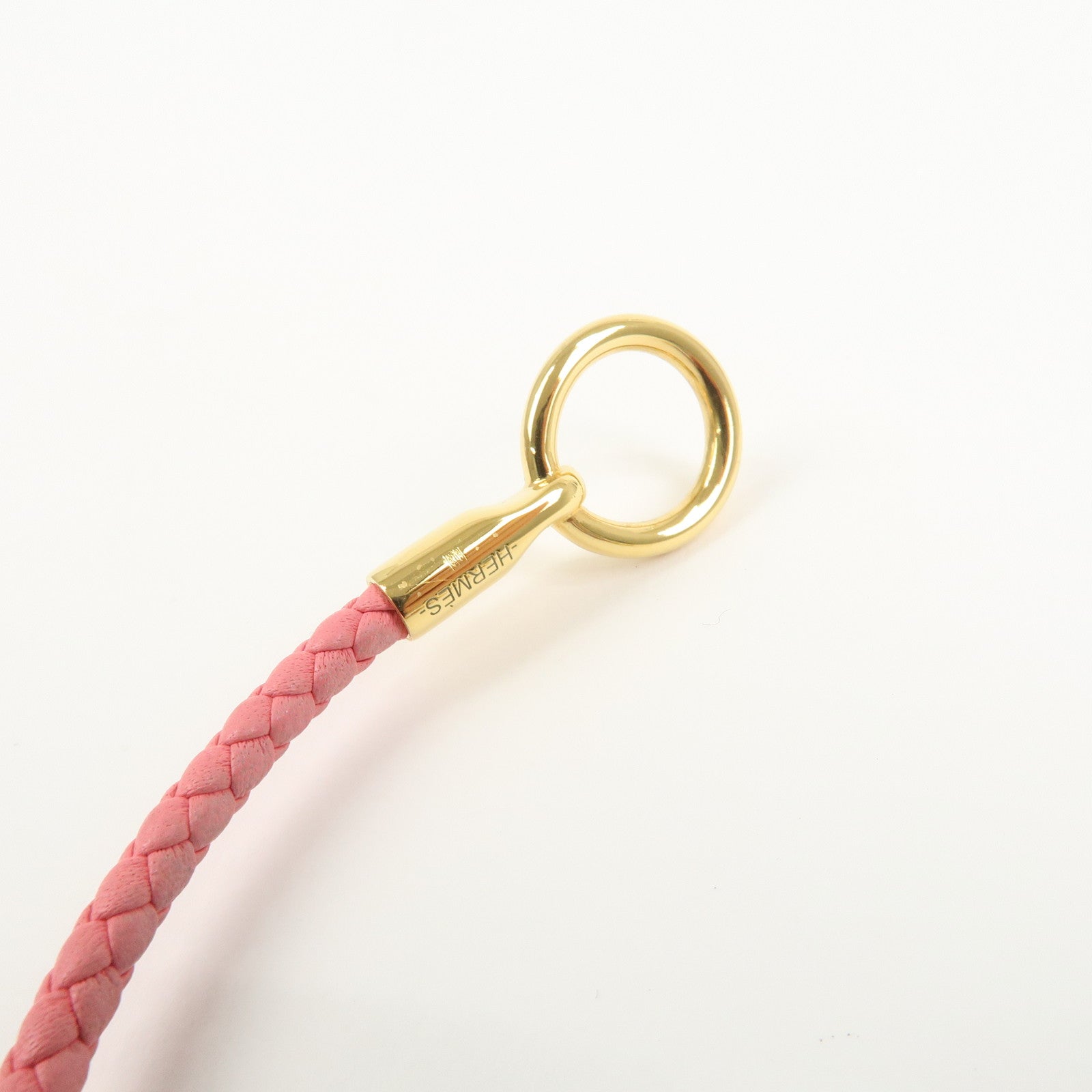 HERMES Glenan H Tresse en Veau Swift Leather Bracelet Pink