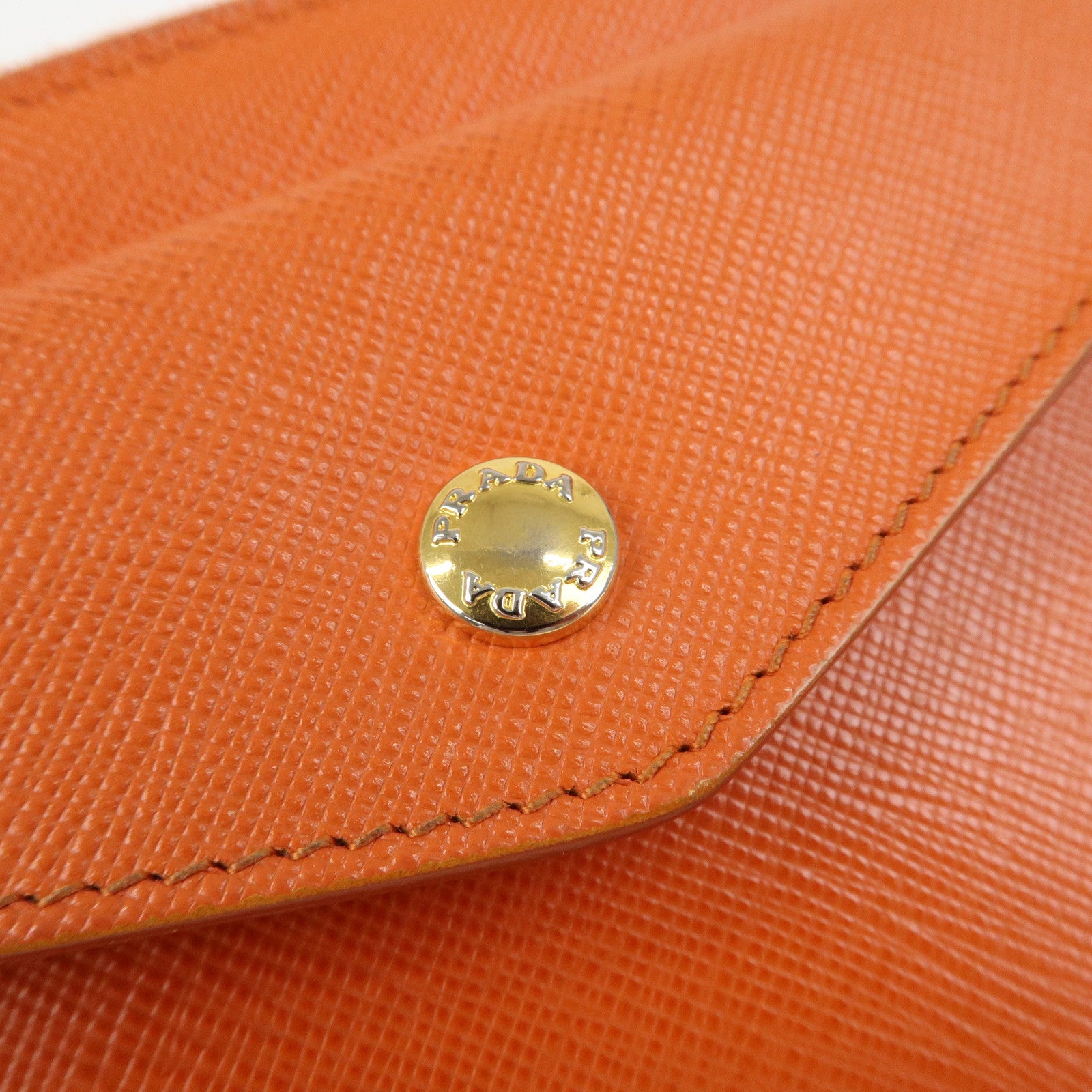 PRADA Logo Leather Shoulder Bag Crossbody Bag Orange BT0834