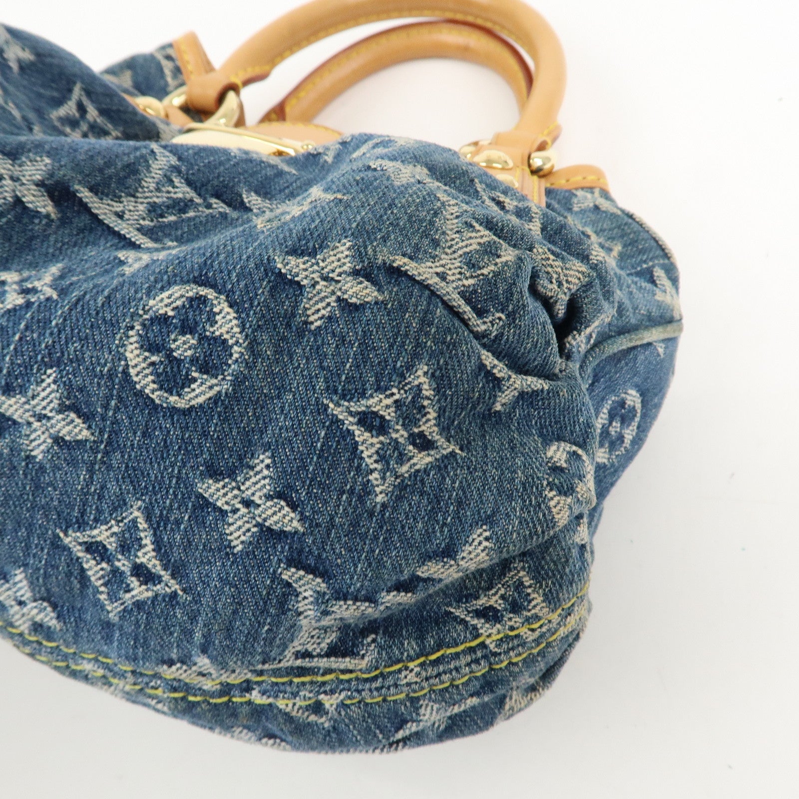 Louis Vuitton Monogram Denim Pleaty Hand Bag Blue M95020