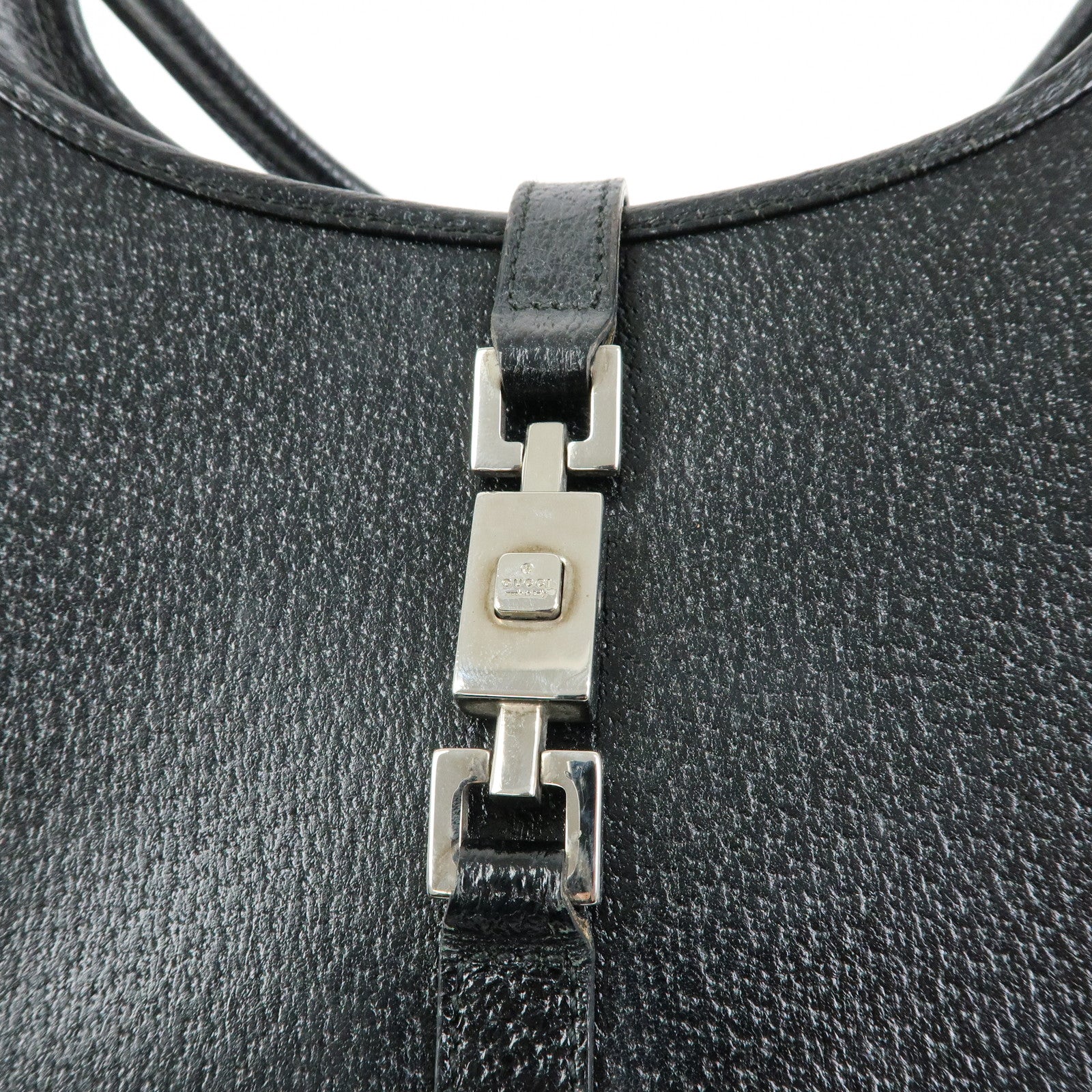 GUCCI Jackie Leather Hand Bag Black 0021068