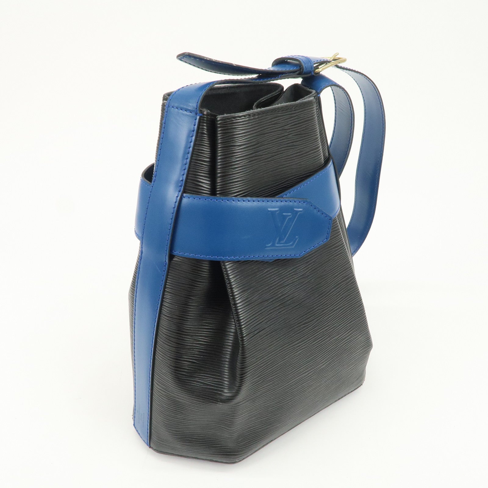 Louis Vuitton Epi Leather Sac de Paul Shoulder Bag Noir Tredo Blue