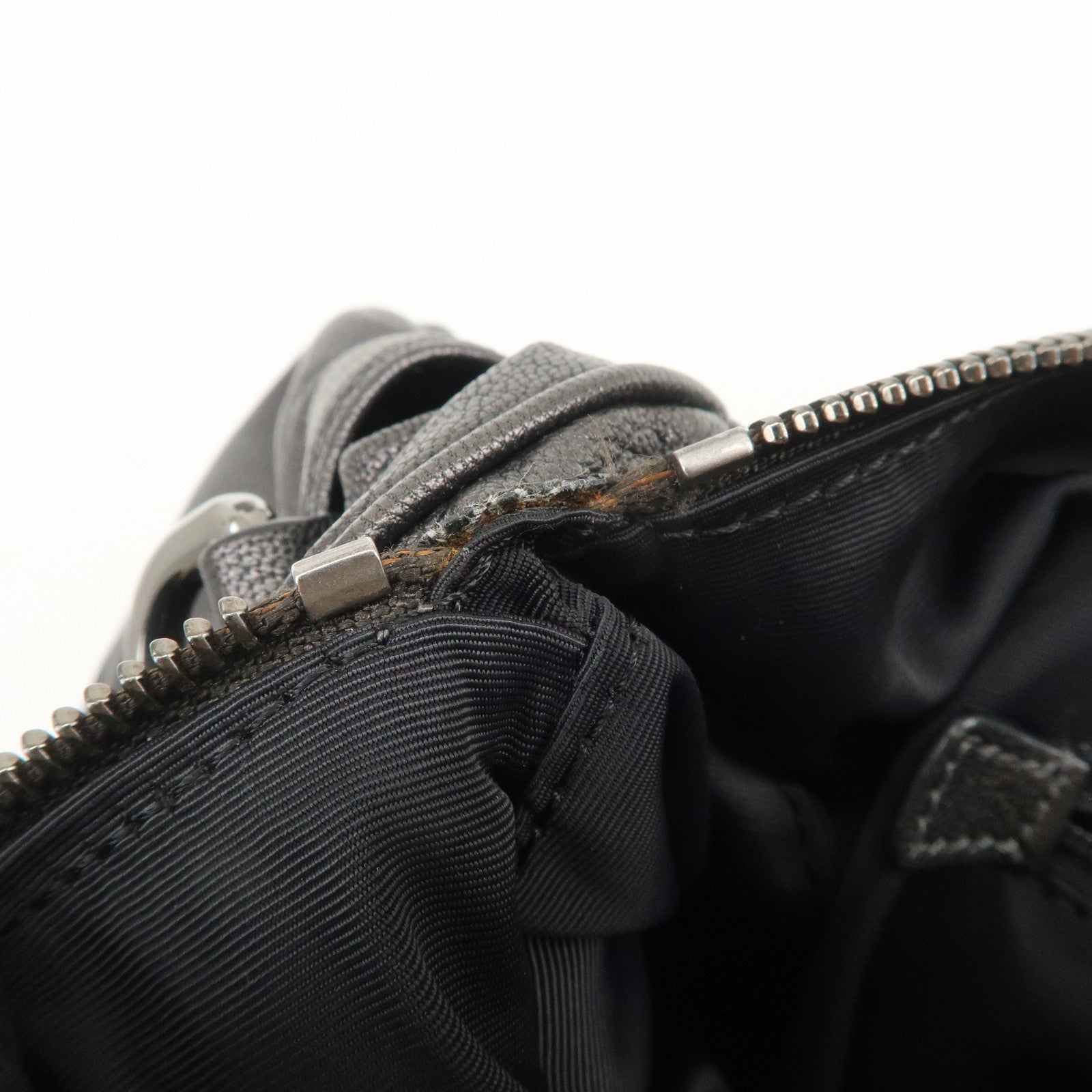 LOEWE Anagram Leather 2WAY Bag Shoulder Bag Hand Bag Metallic Gray