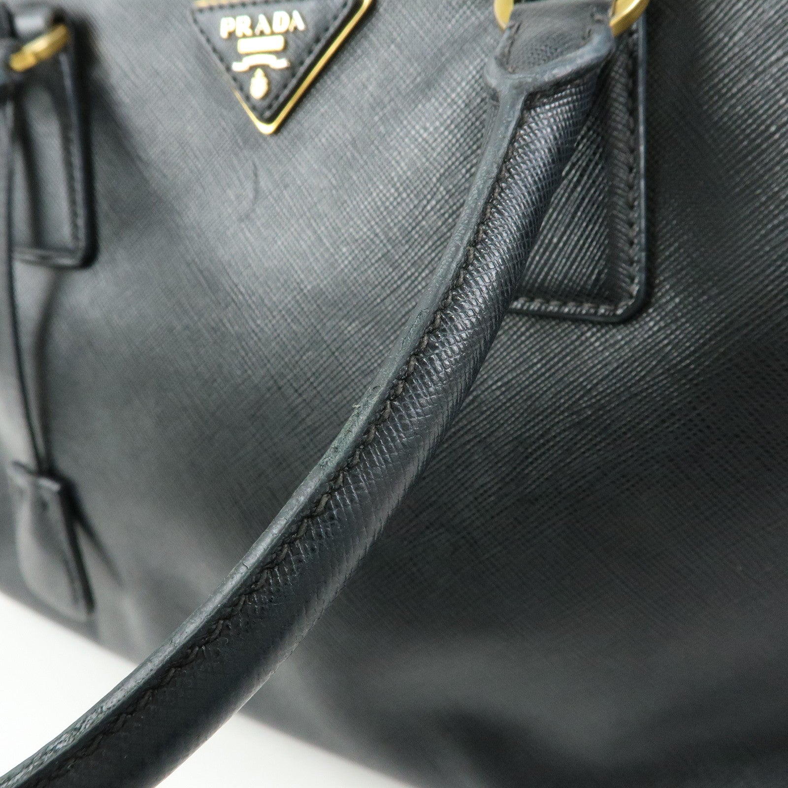 PRADA Triangle Logo Galleria Saffiano Leather 2Way Bag Black 1BA274