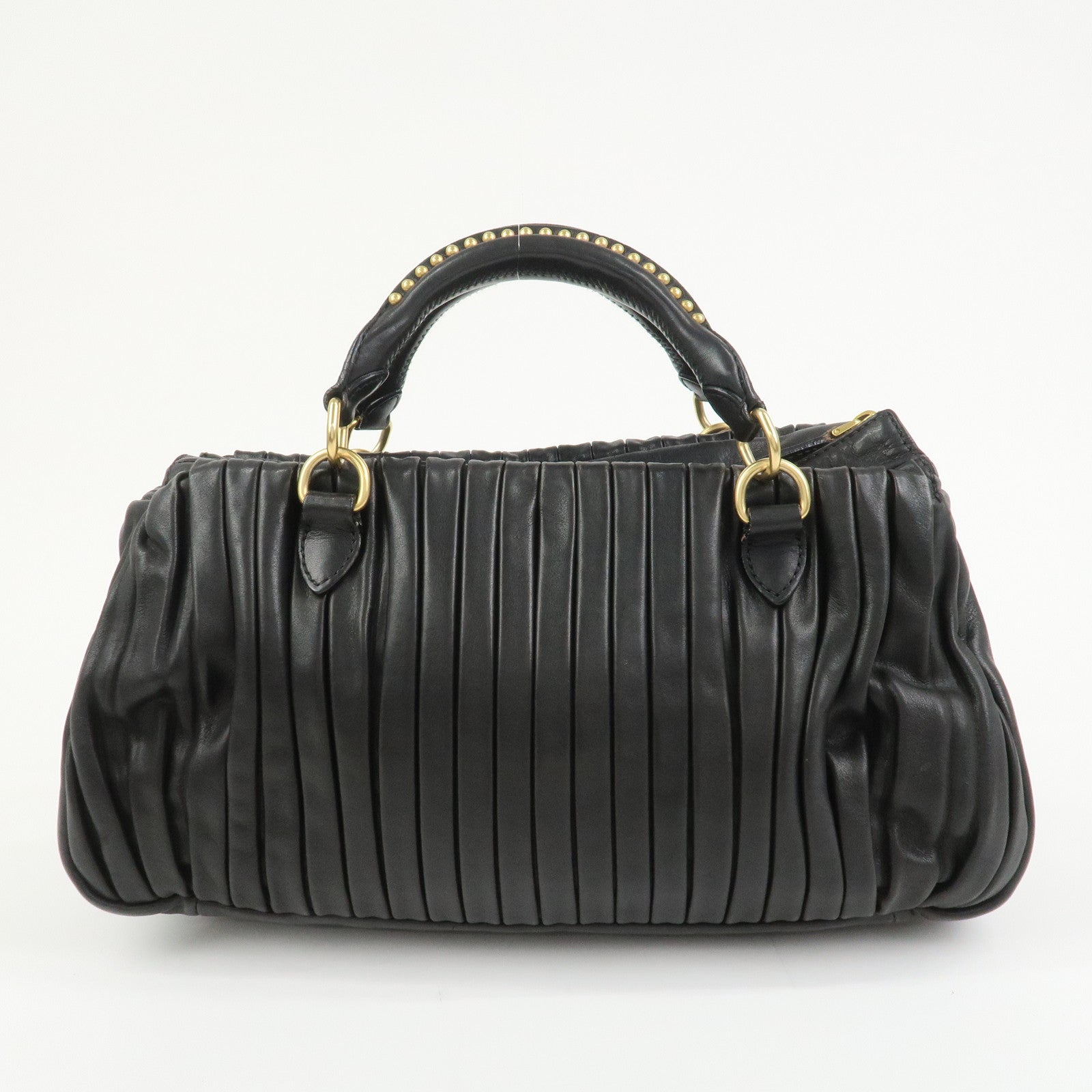 MIU MIU Leather 2Way Bag Hand Bag Shoulder Bag Black