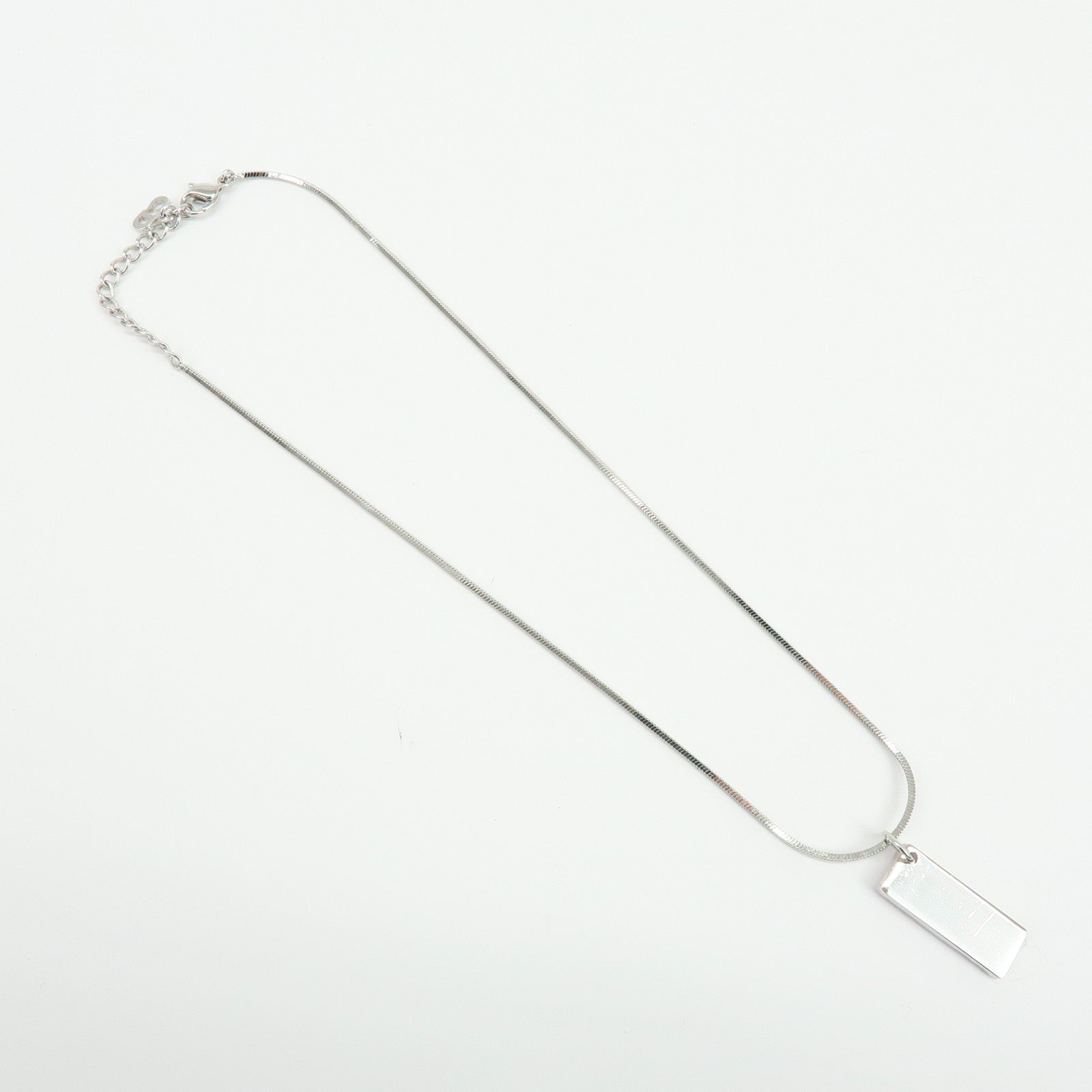 Christian Dior Logo Trotter Metal Necklace Pink Silver