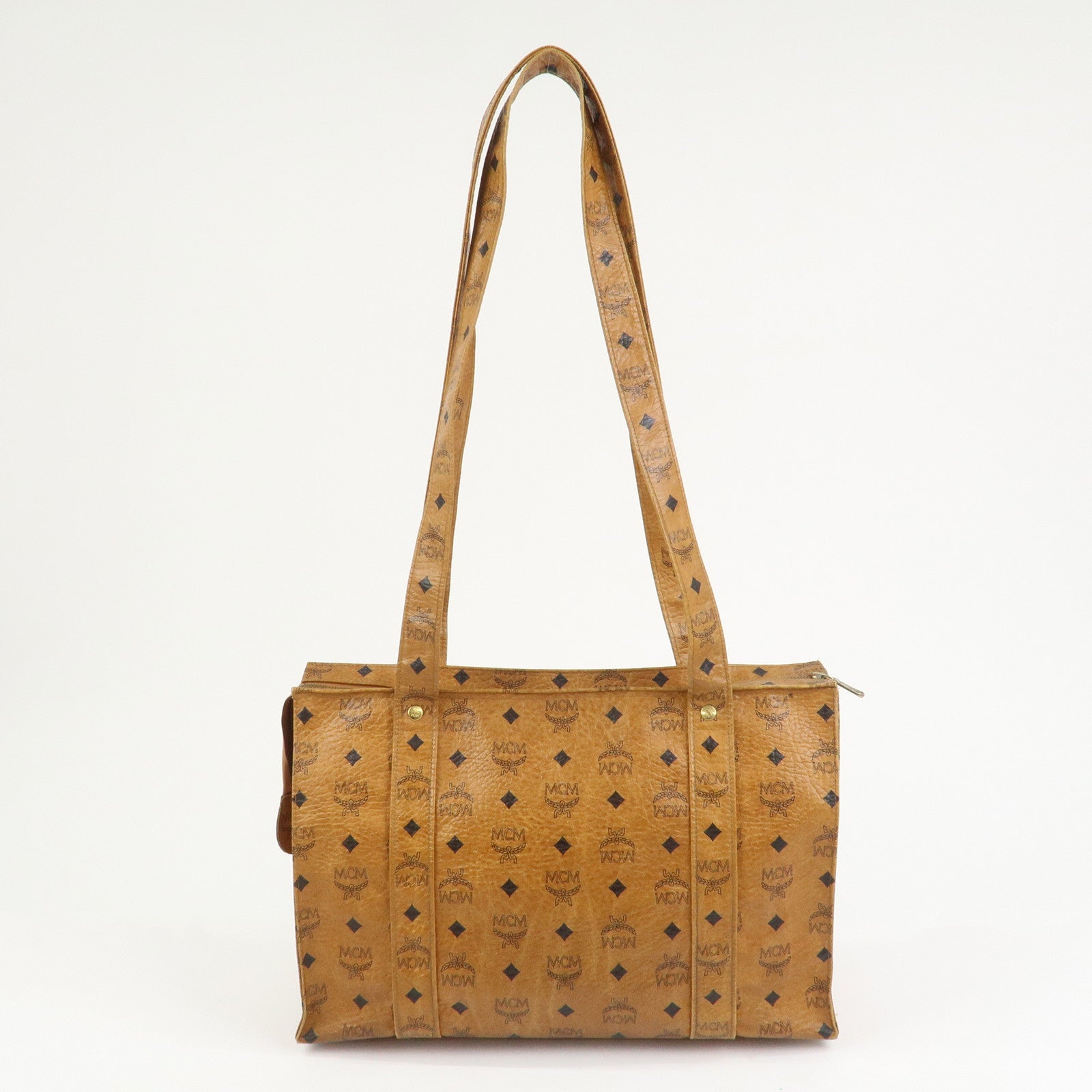 MCM Visetos Leather Tote Bag Shoulder Bag Hand Bag Brown