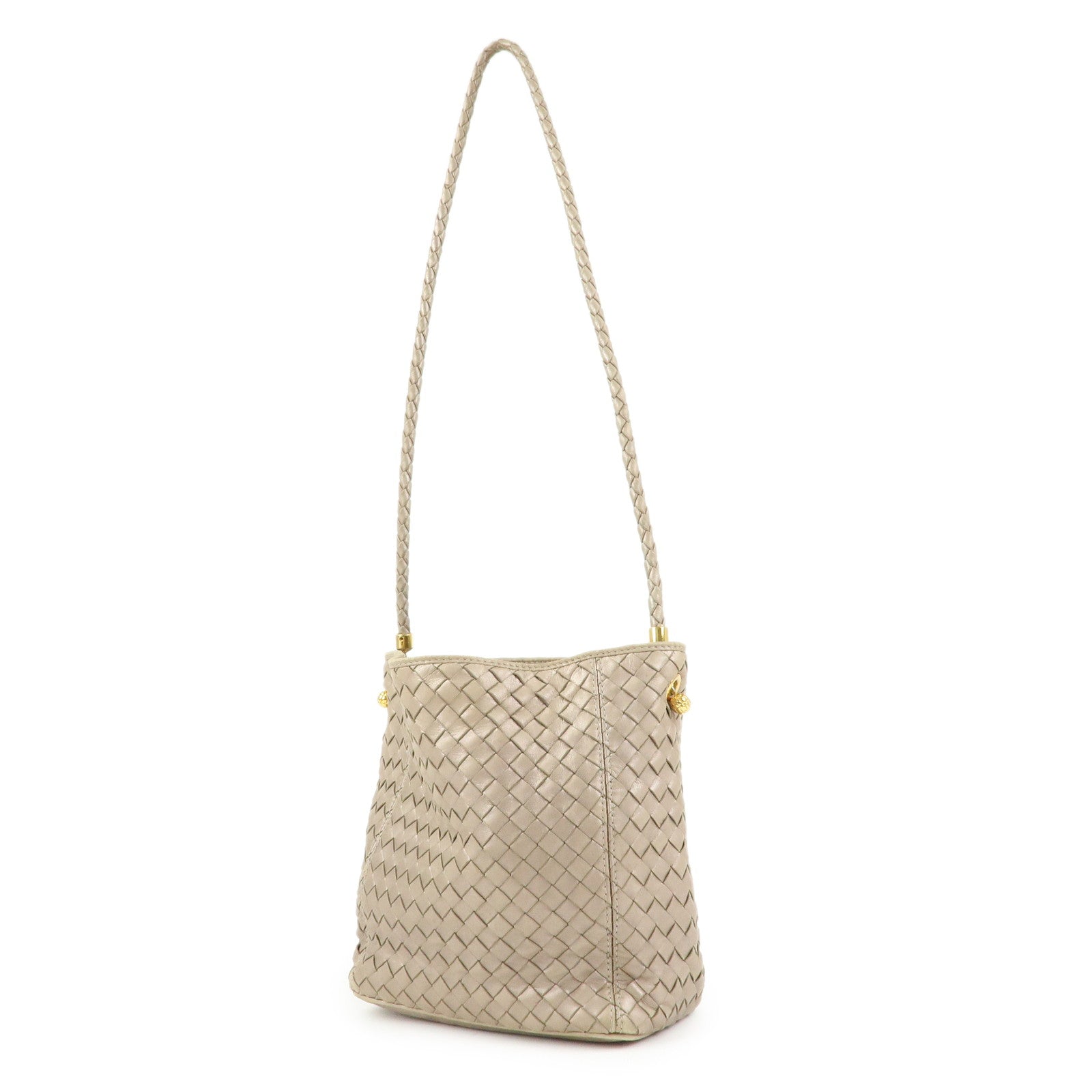 BOTTEGA VENETA Intrecciato Leather Shoulder Bag Beige