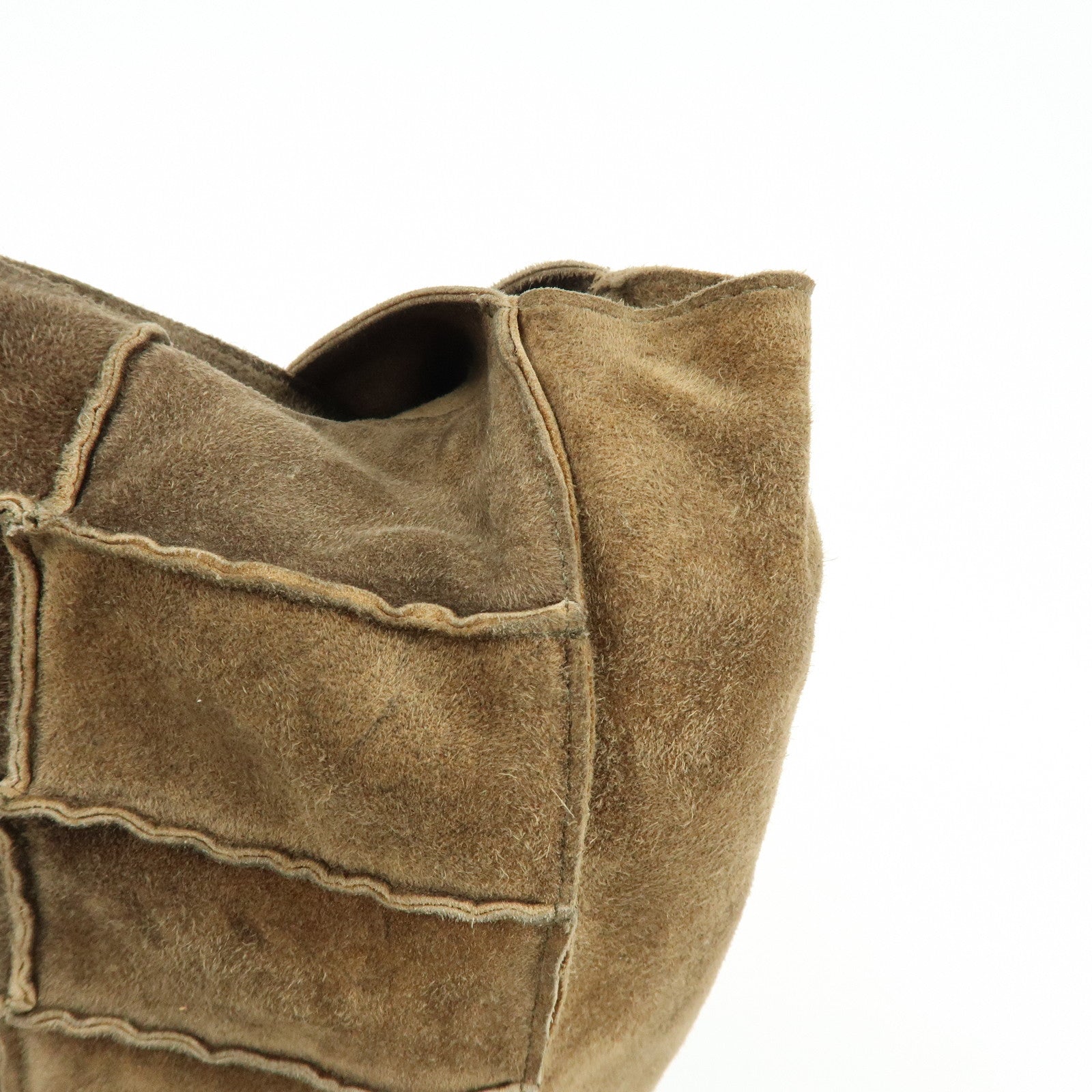 CHANEL Suede Patchwork Tote Bag Shoulder Bag Brown