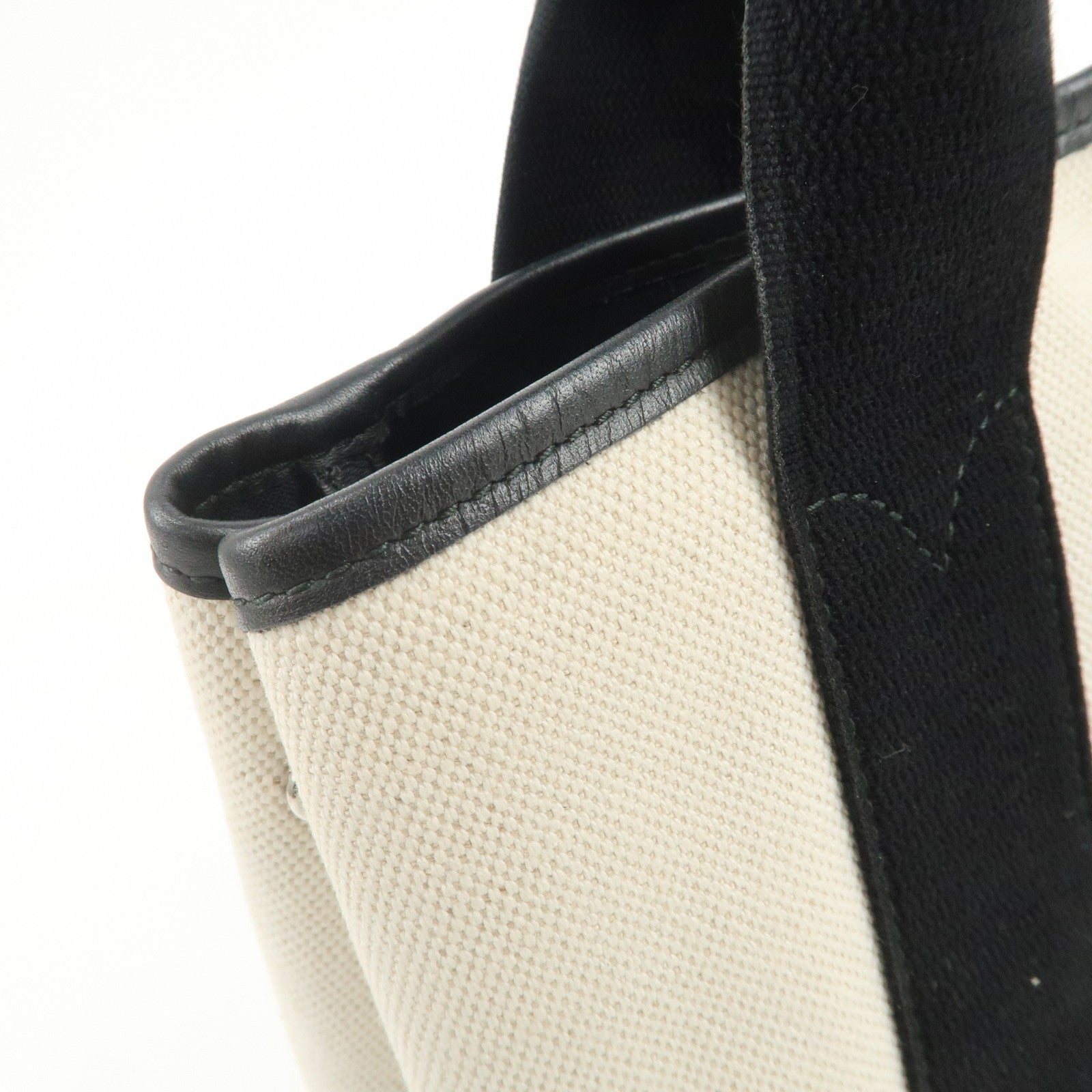 BALENCIAGA Navy Cabas S Cotton Calf Skin Tote Bag Hand Bag 339933