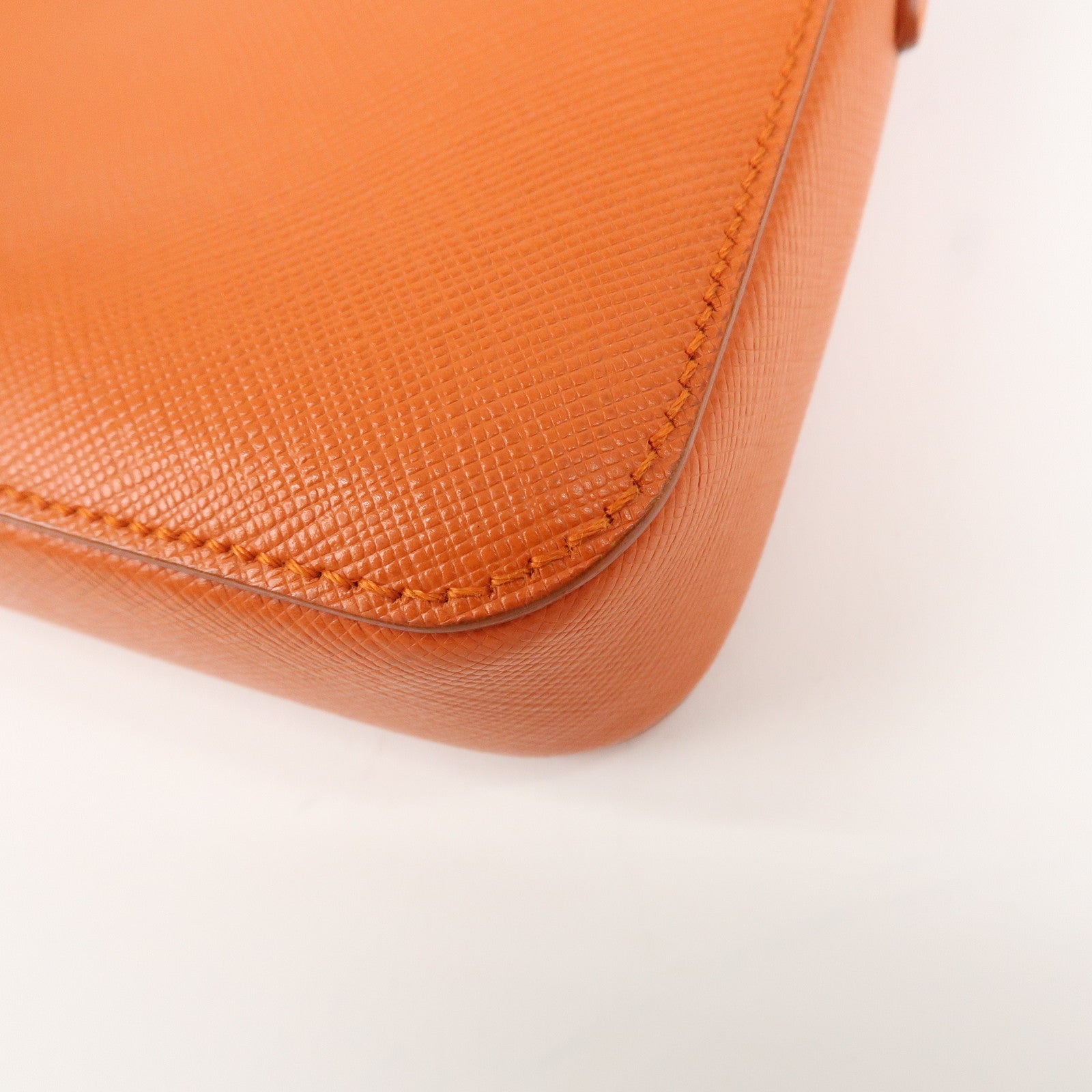 PRADA Logo Leather Shoulder Bag Crossbody Bag Orange BT0834