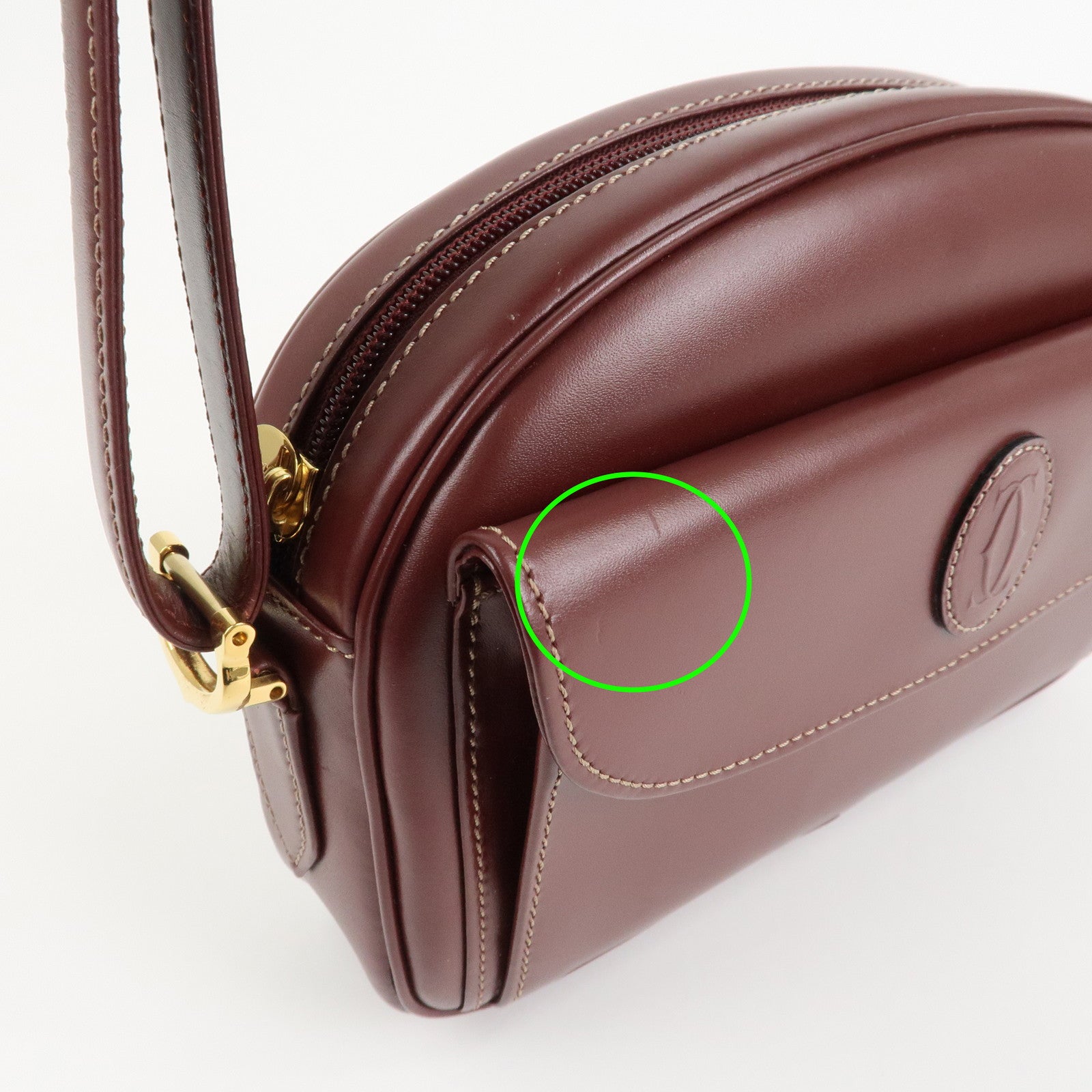Cartier Must Line Calf Leather Shoulder Bag Burgundy