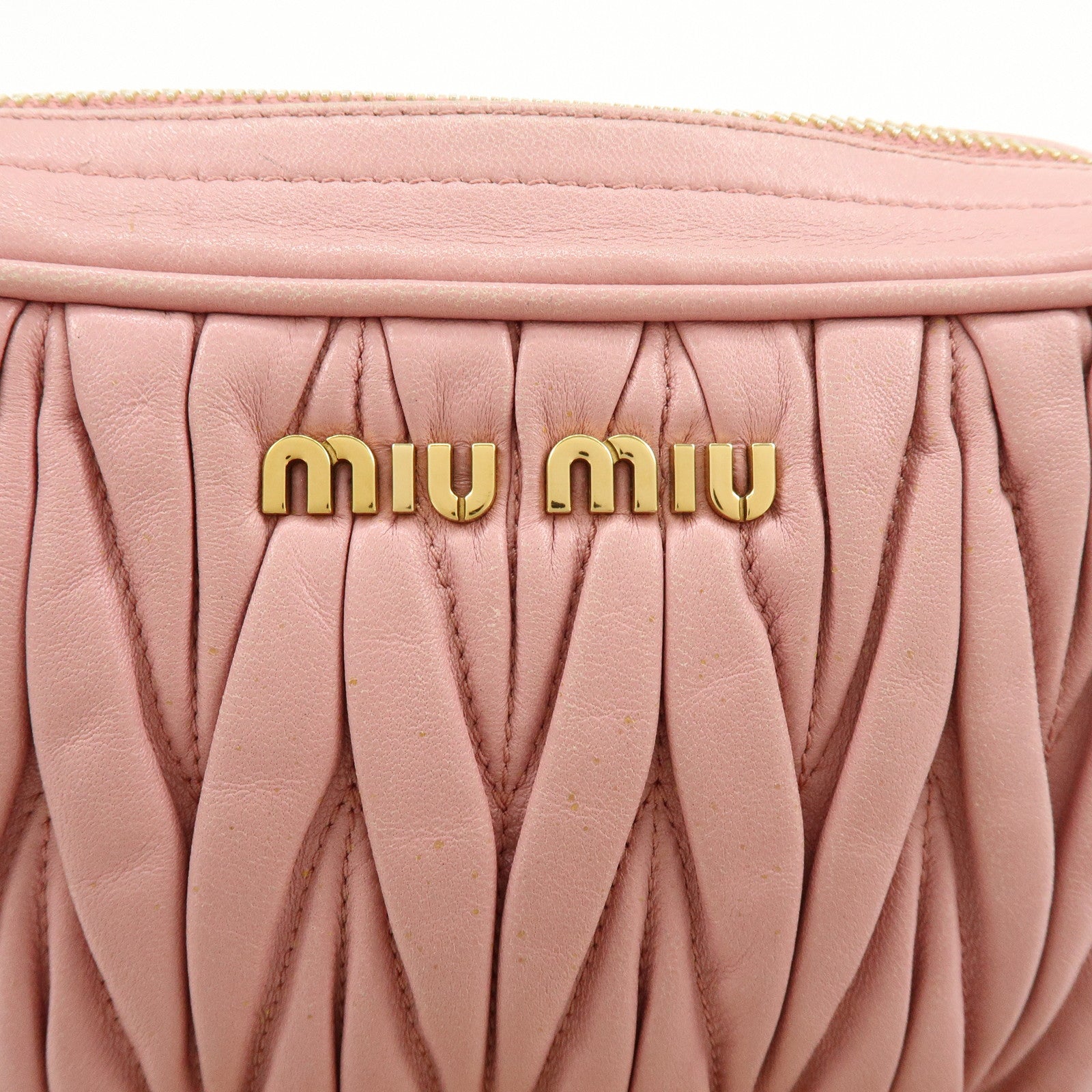 MIU MIU Matelasse Leather Chain Shoulder Bag Pink