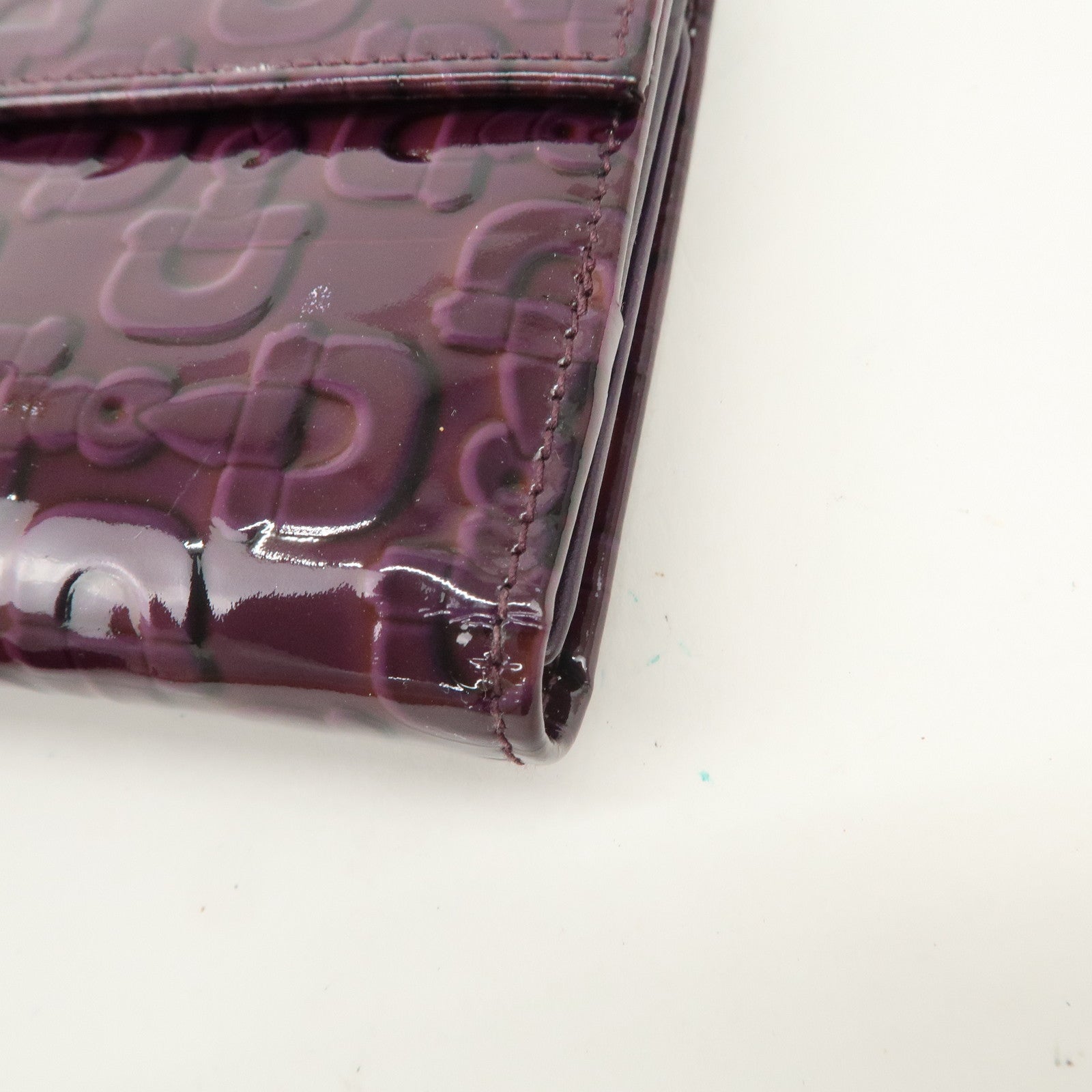GUCCI New Jackie Logo Patent Leather Long Flap Wallet Purple 141430