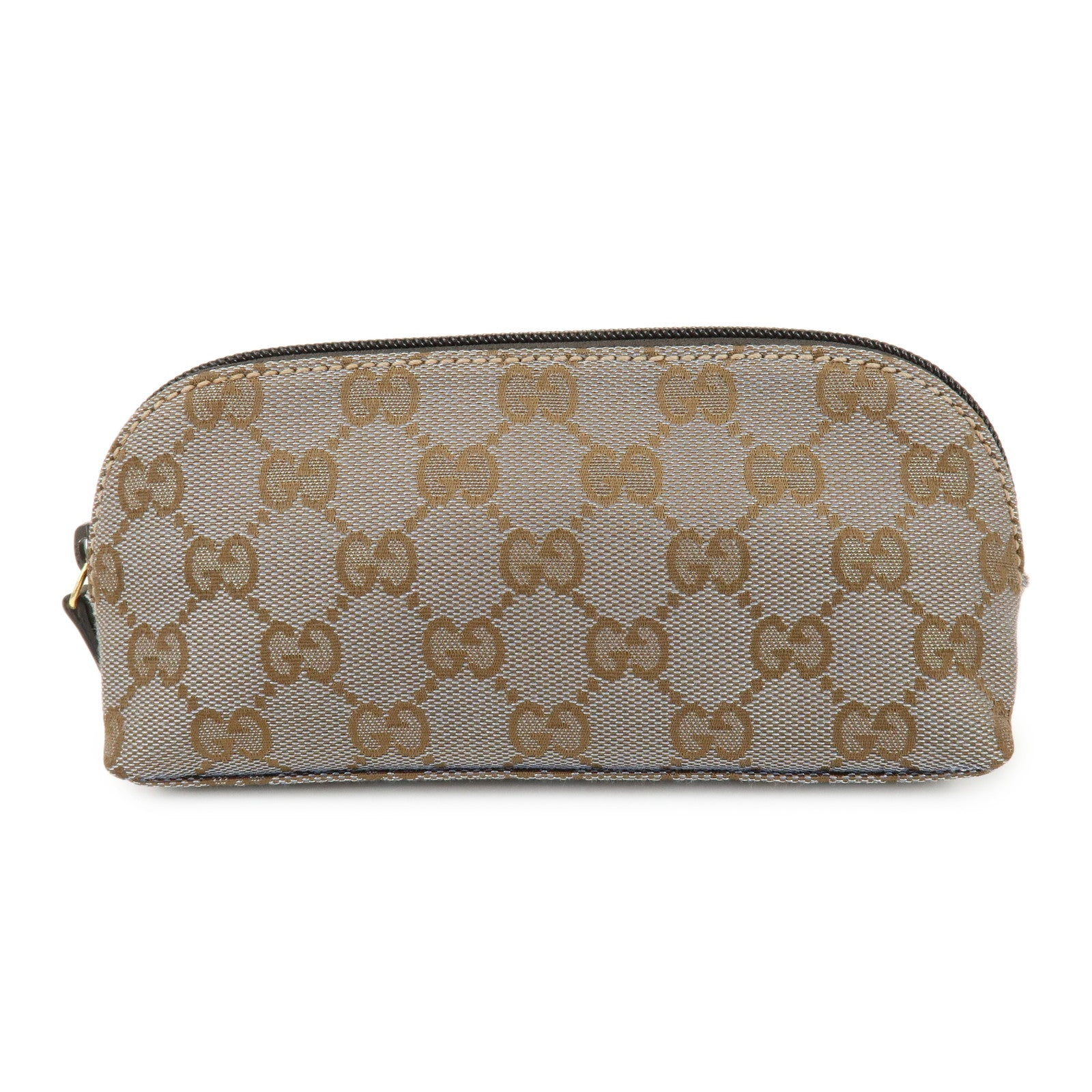 GUCCI GG Mnogram Canvas Leather Cosmetic Pouch Brown 272367