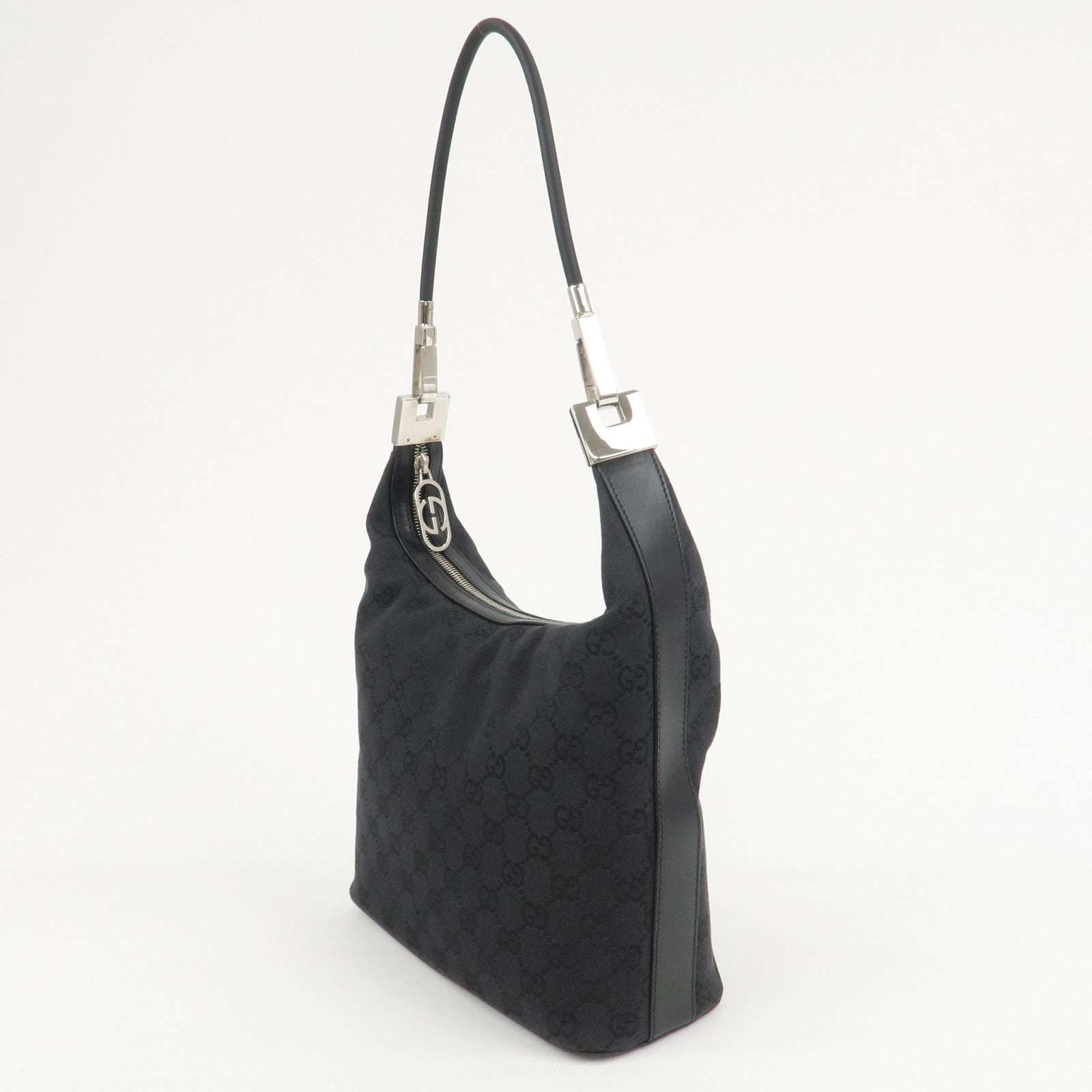 GUCCI Logo GG Canvas Leather Shoulder Bag Hand Bag Black 001.3814