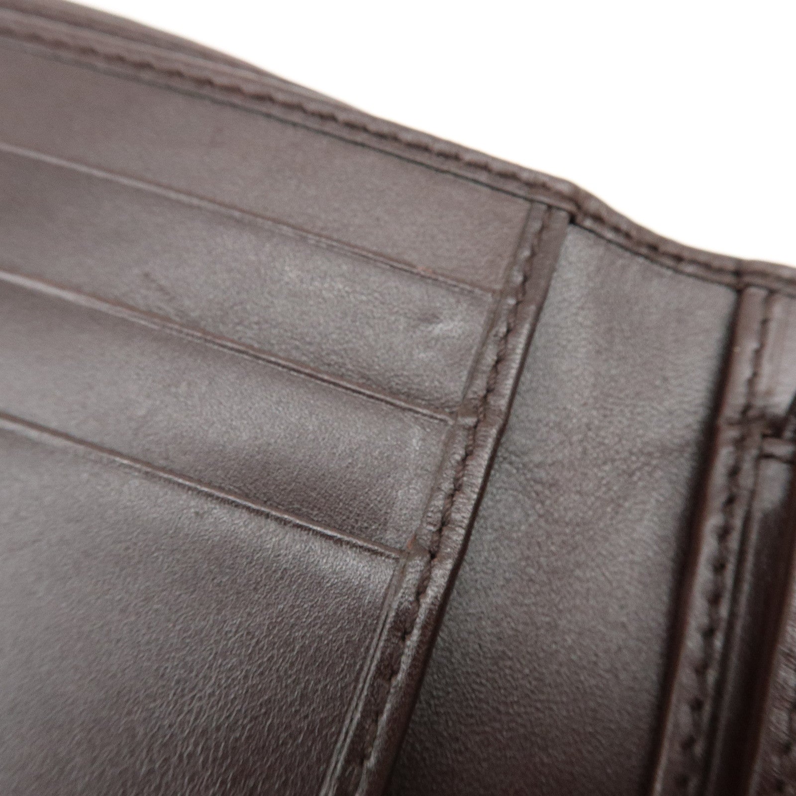 GUCCI Guccissima Leather Bi-fold Compact Wallet Dark Brown 146223