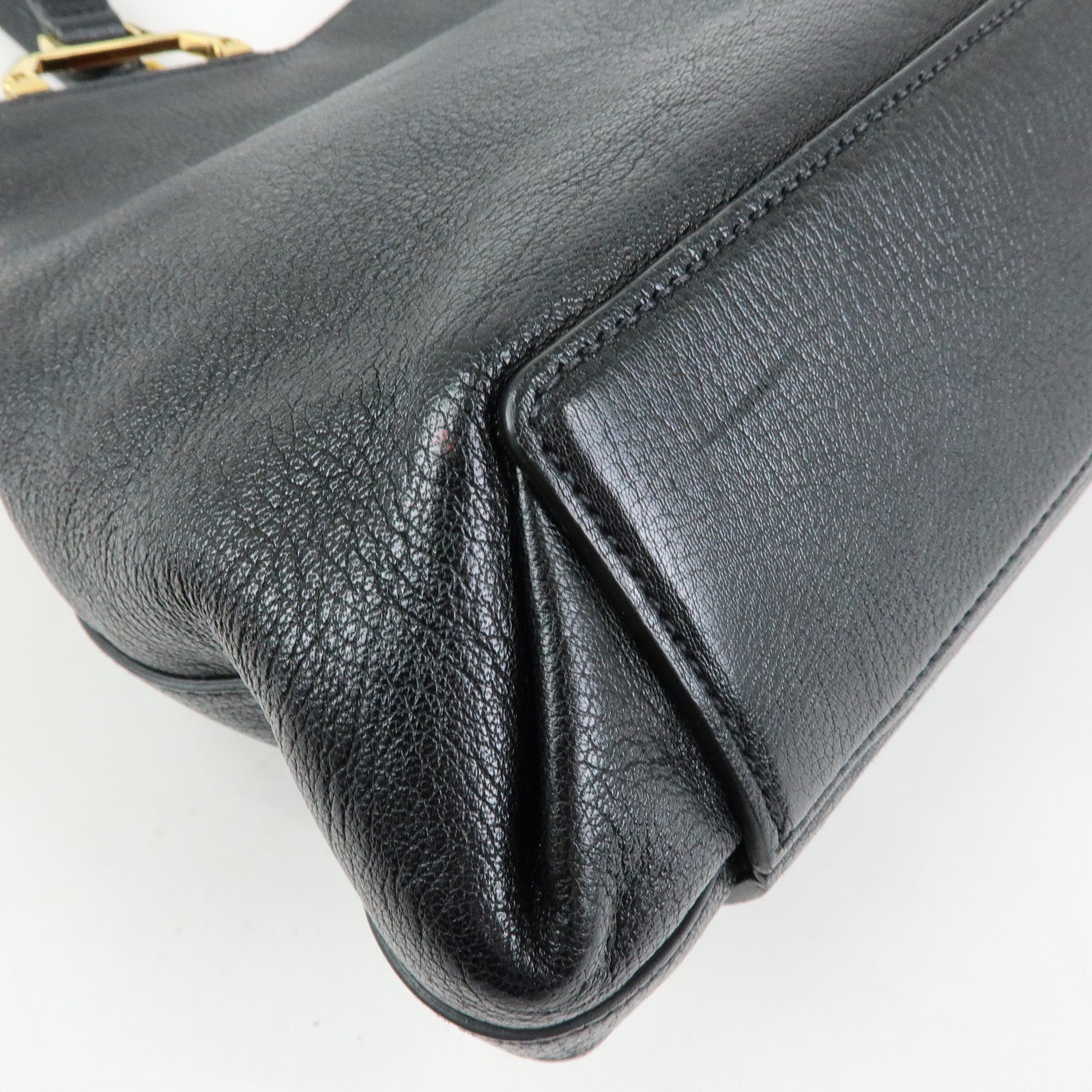 MIU MIU Madras Leather Tote Bag Hand Bag Shoulder Bag Black 5BG025