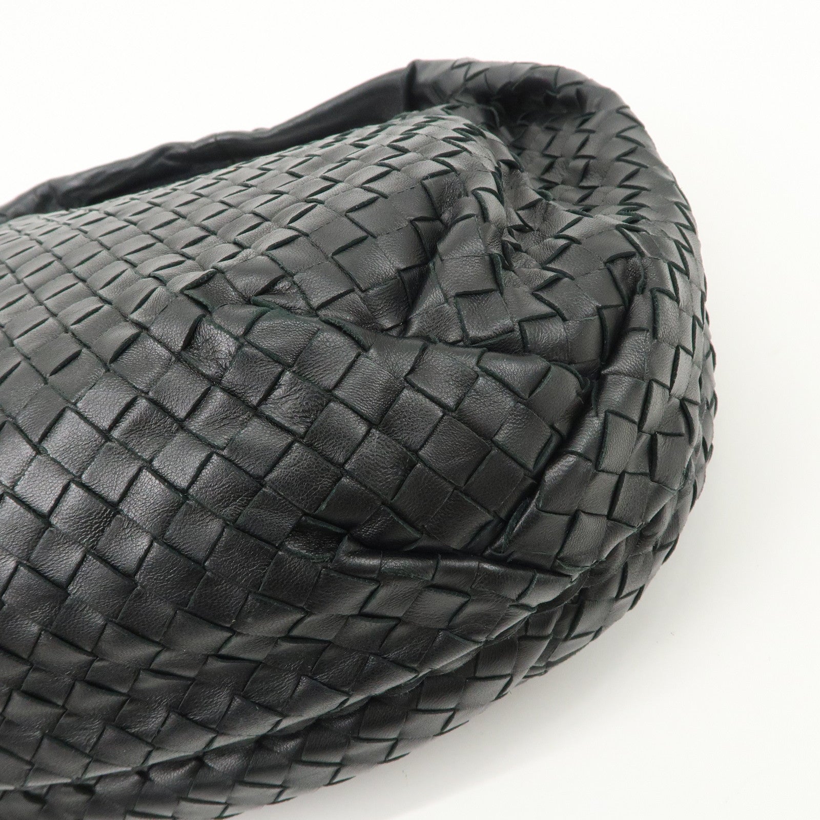 BOTTEGA VENETA Intrecciato Hobo Leather Shoulder Bag Black 232499