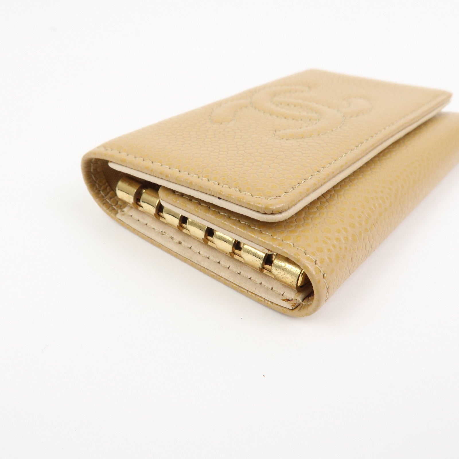 CHANEL COCO Mark Caviarskin Key Case Key Holder Light Brown