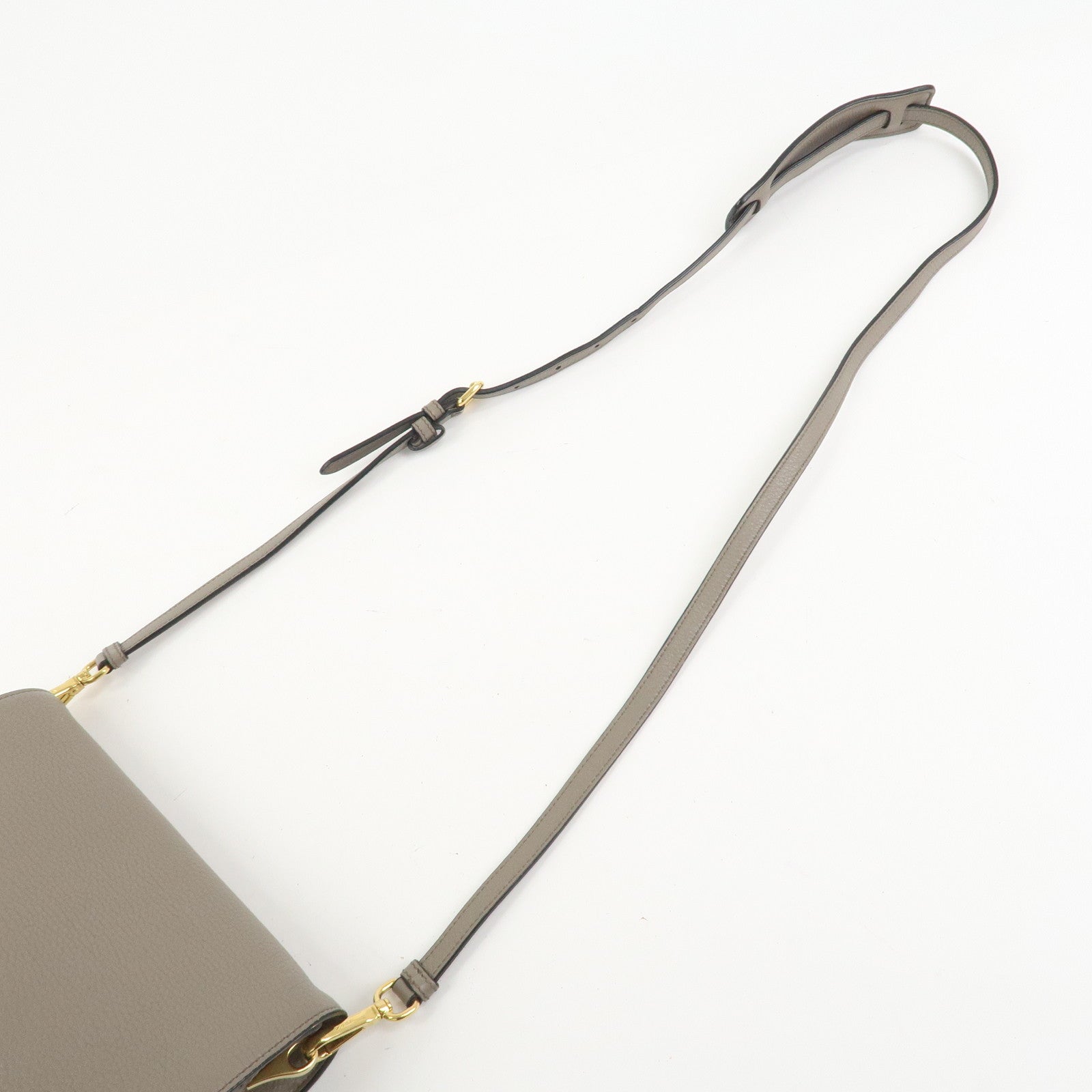 PRADA Leather Shoulder Bag Crossbody Bag Gray 1BH031