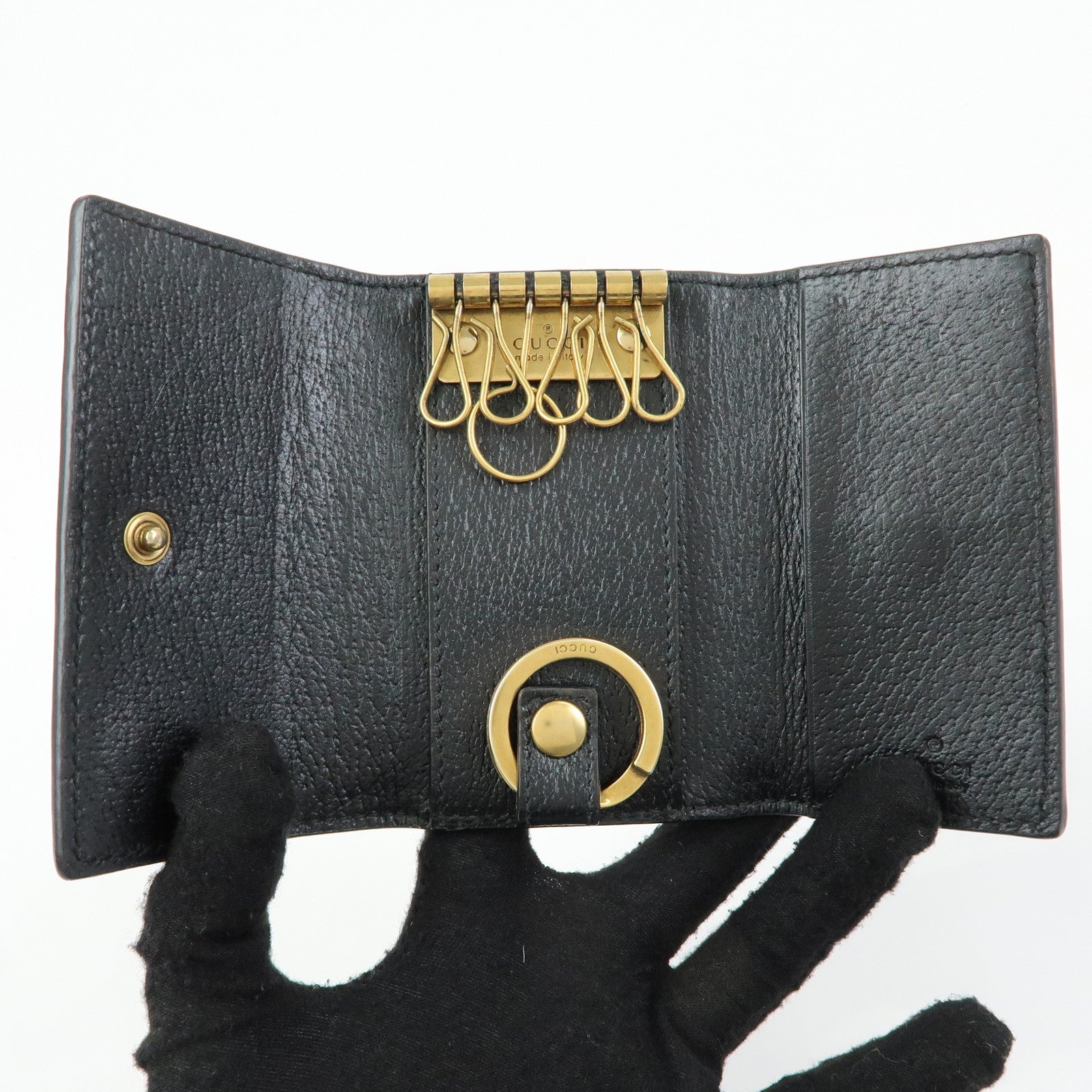 GUCCI GG Marmont Leather 6 Rings Key Case Key Holder Black 435305